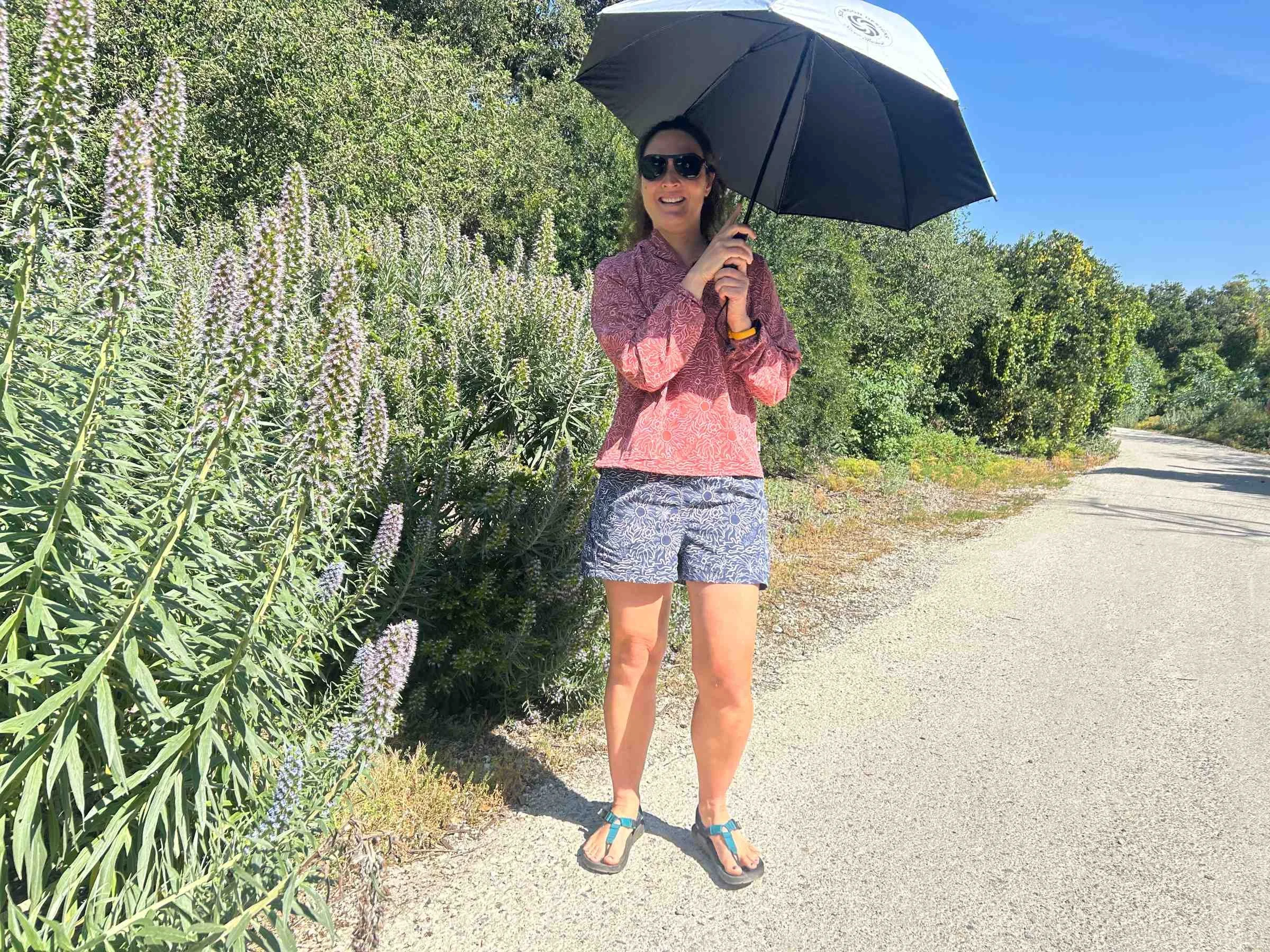   The handle on the Six Moon Designs Silver Shadow umbrella is longer than other umbrellas, making it easier to hold.  