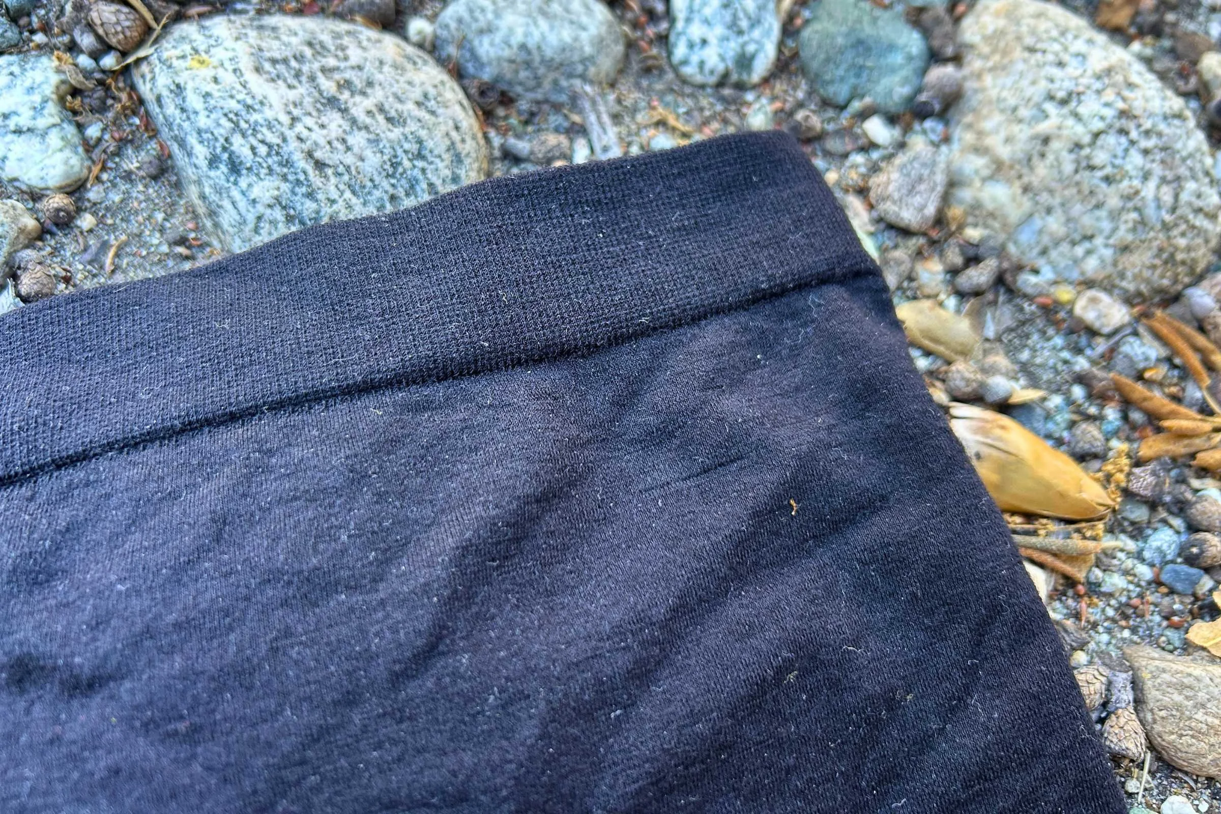   Close up of the waistband on the Branwyn Seamless Merino Boyshort.  