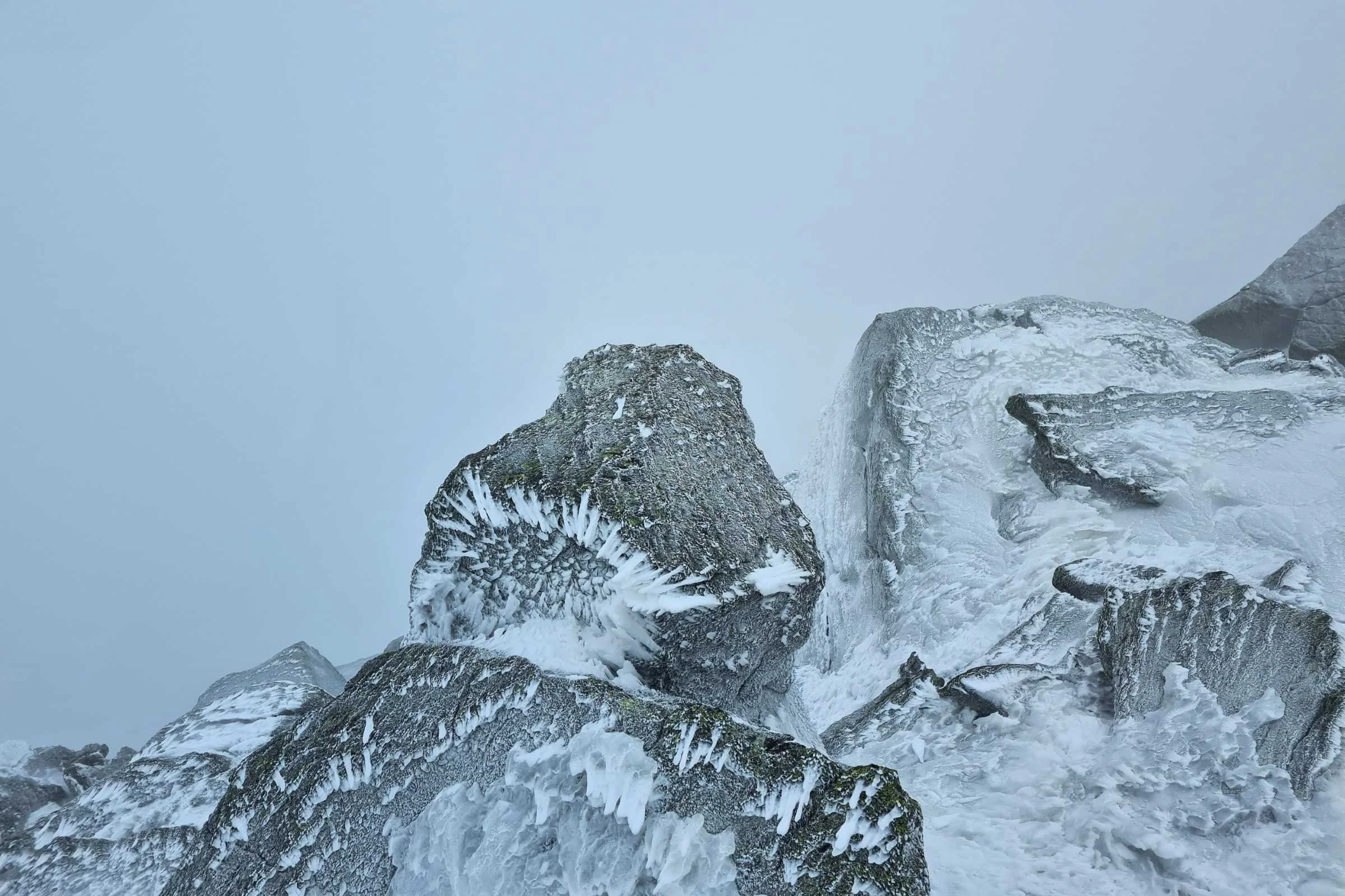   Ice-covered peaks and ridgeline in the Presidential Range.  