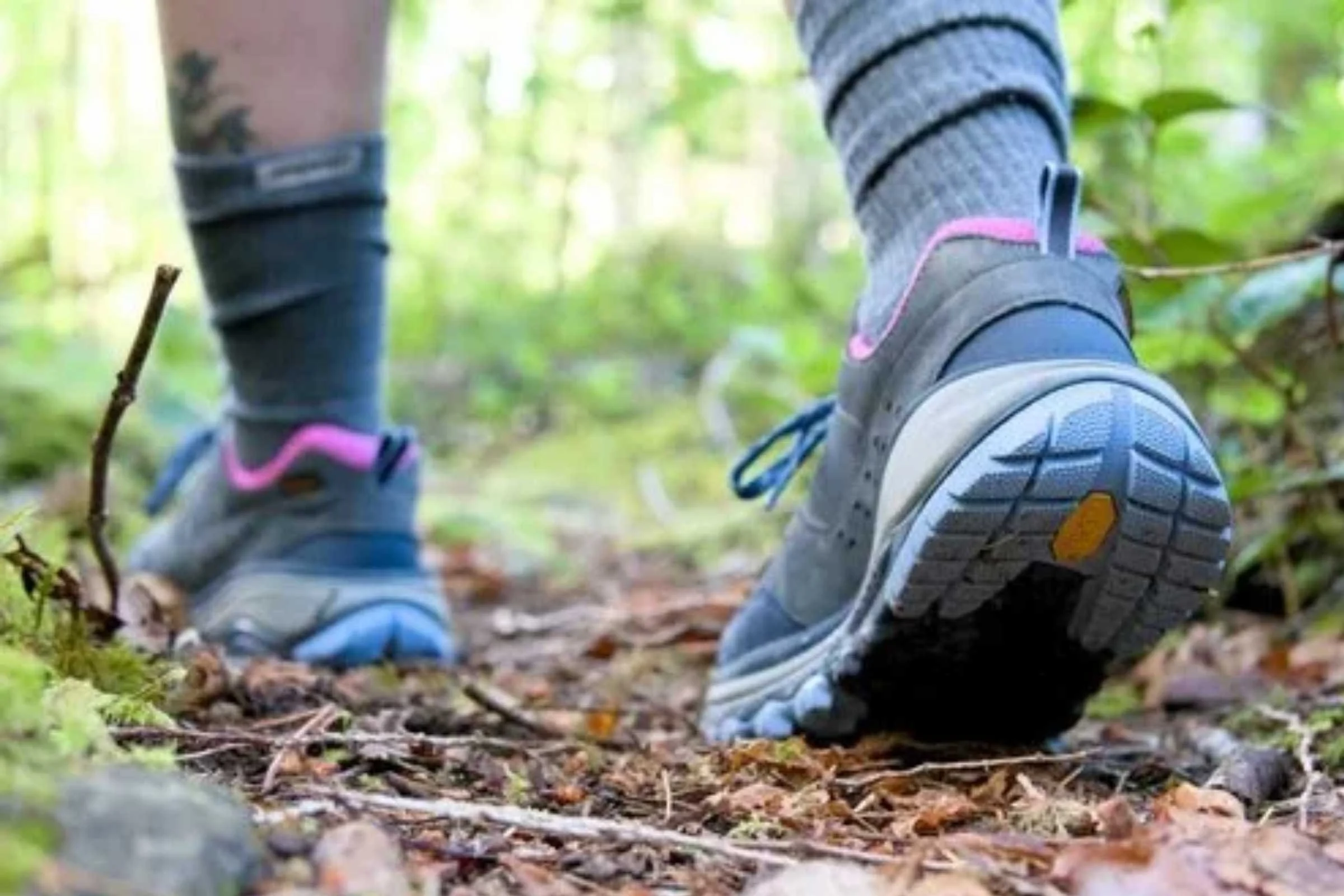   The Injinji toe socks on Treeline Review writer Ebony Roberts on hike in Squamish, BC.   Photo by Steve Redmond.  