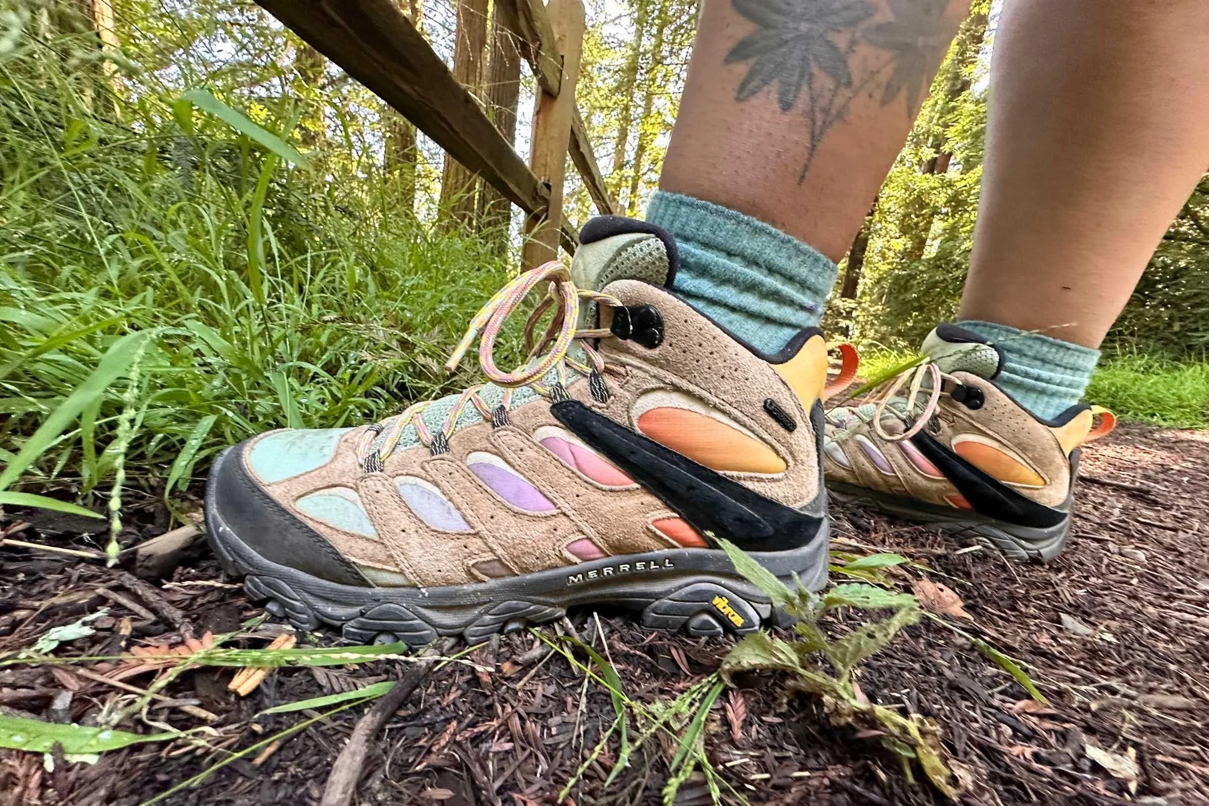   We tested the Merrell Moab 3 in the Unlikely Hikere colorway. One of the best things about the Merrell Moab line is the availability of choices in colorways, materials, and waterproofing. If you prefer a traditional brown or grey boot, Merrell make