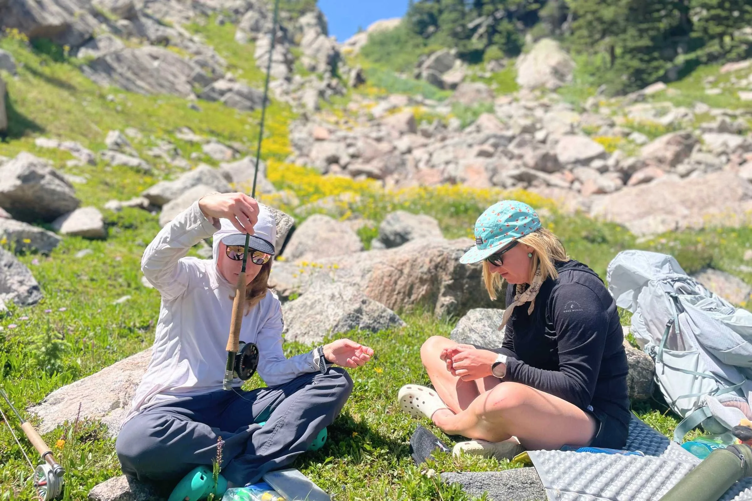   The Crocs Classic clogs are great for lakeside fishing deep in the backcountry.   Photo by Iza Ryszawa.  