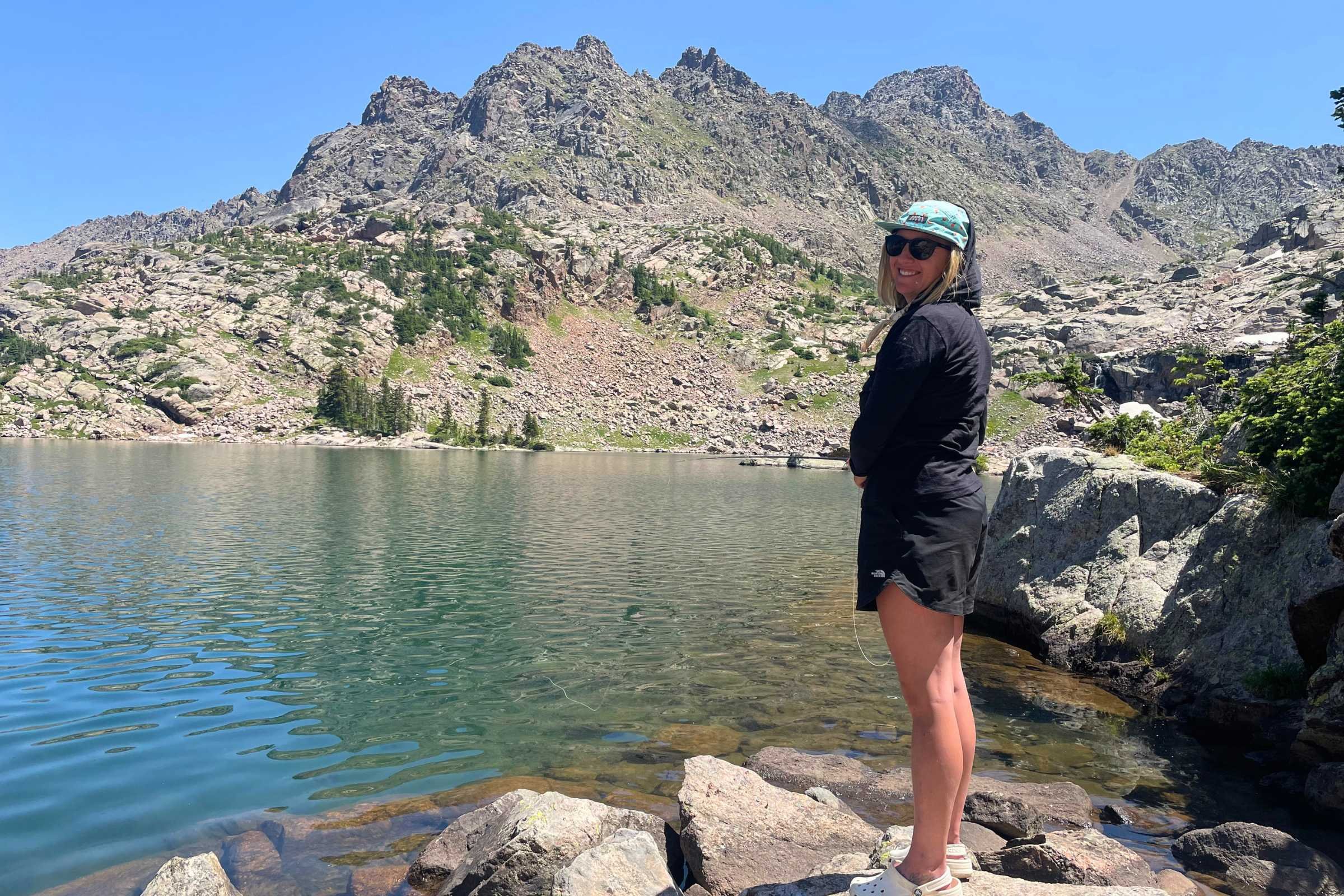   We tested the Crocs Classics on multiple trips, including this backpacking trip to a remote alpine lake in Colorado.   Photo by Lori Hodel.  