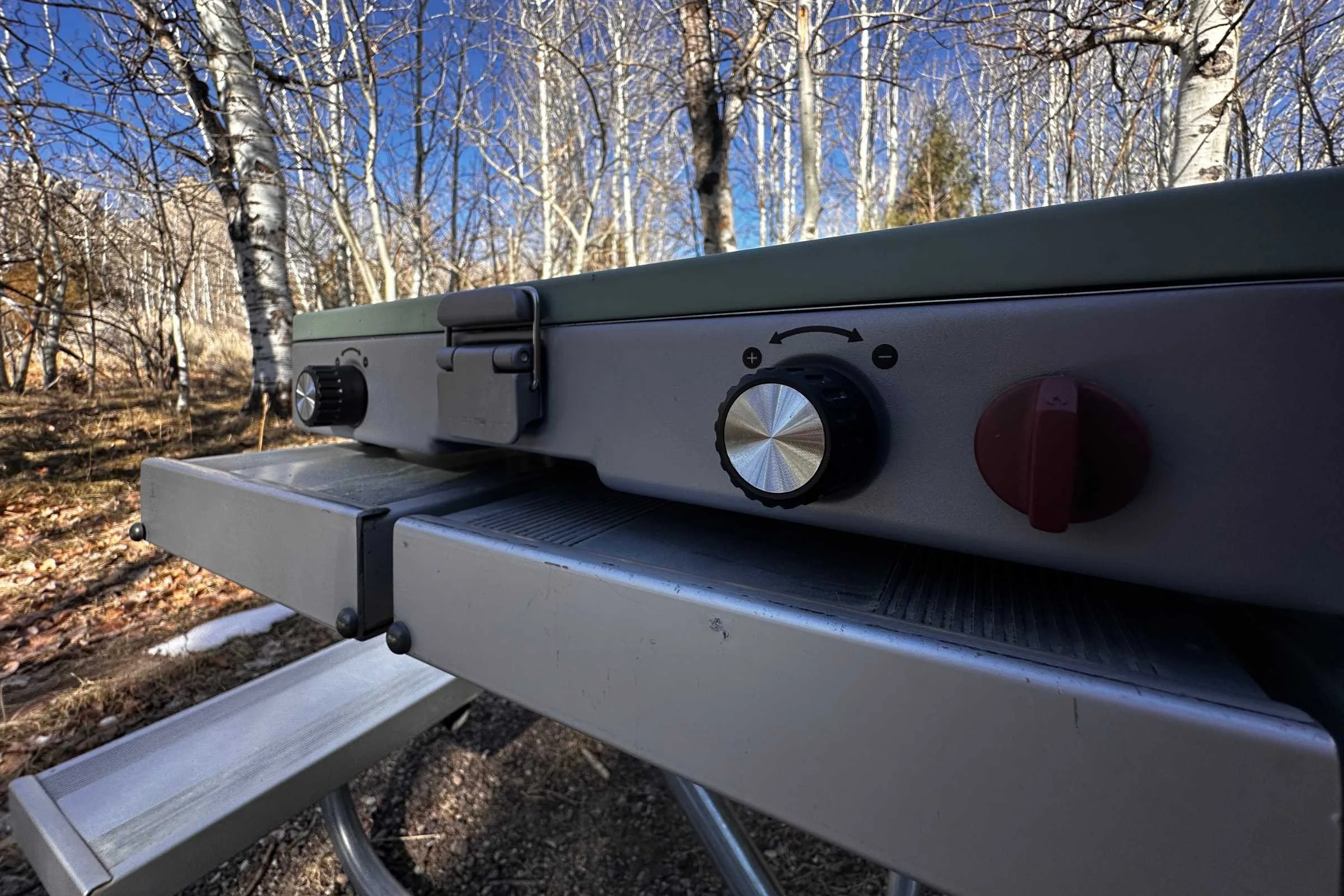  The controls on the Coleman Cascade 3-in-1 camp stove  