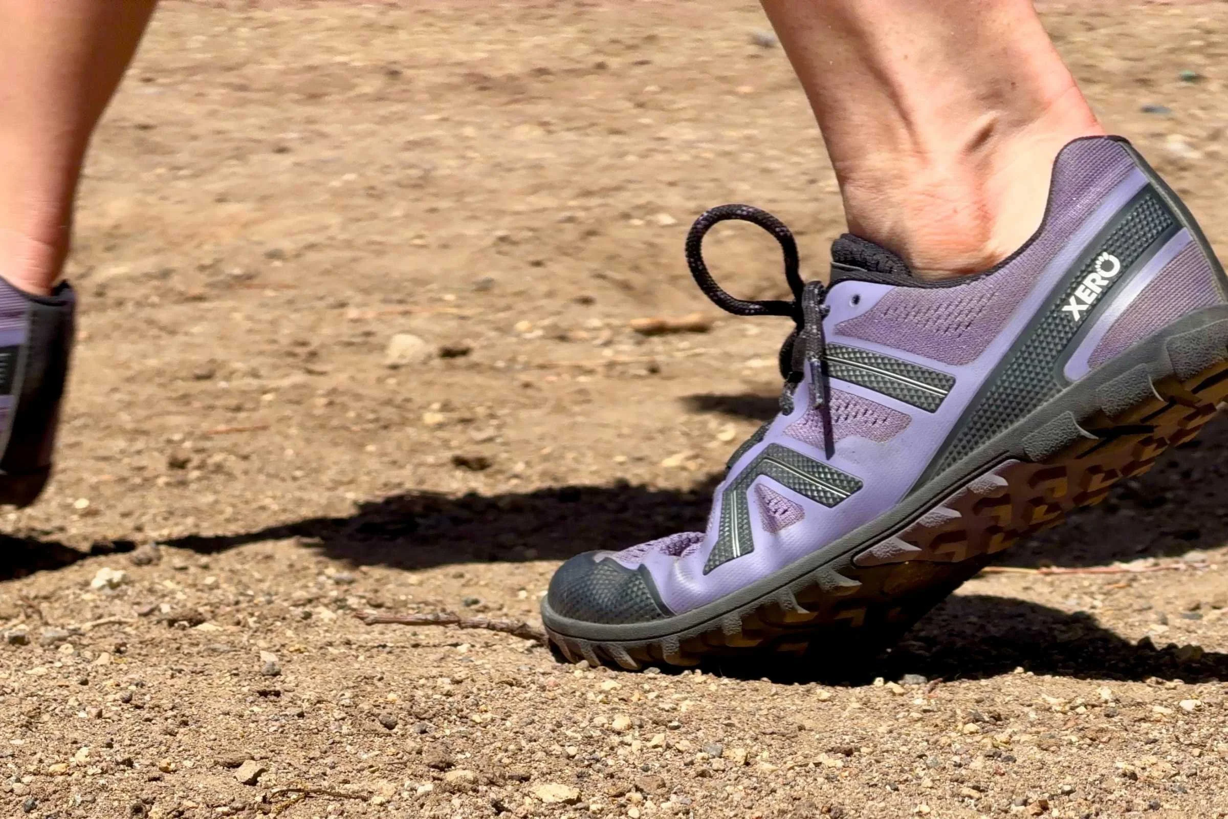  Xero Shoes Mesa Trail II barefoot shoe on dirt trail  