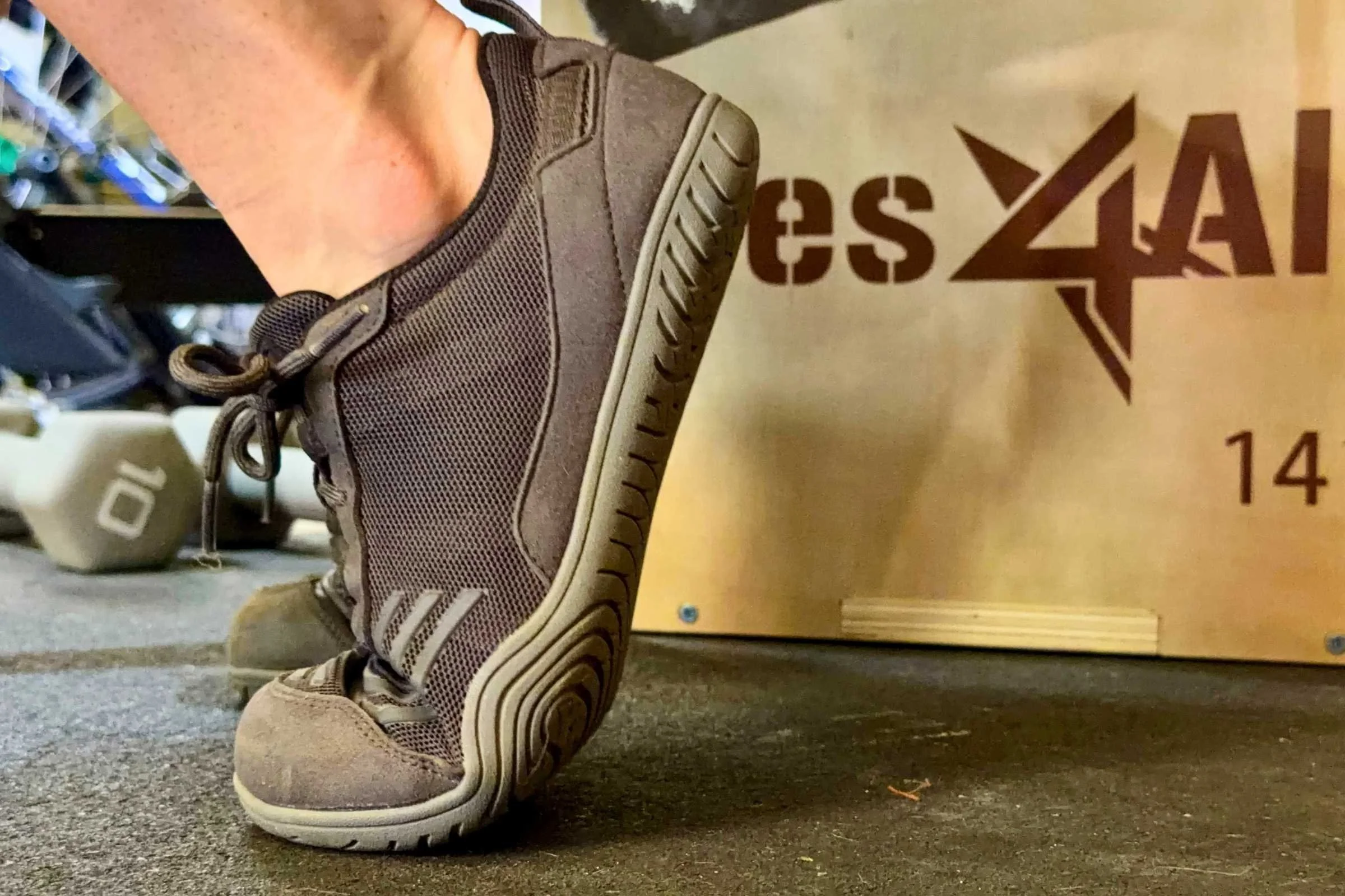   Xero Shoes 360 showing sole flexibility during gym testing  