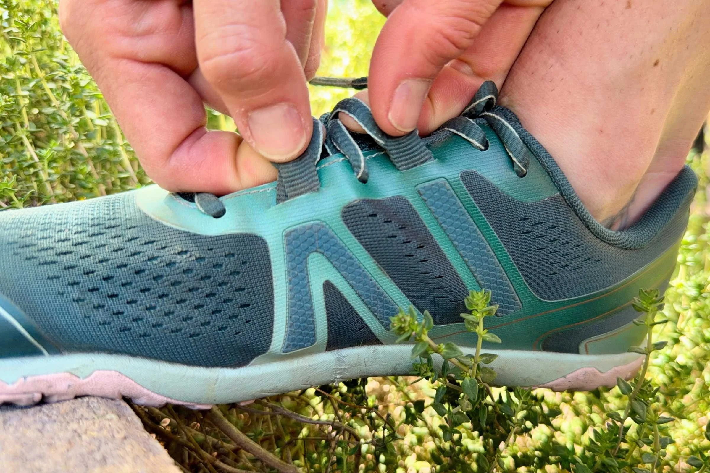  Close-up of Xero Shoes HFS II showing lacing system and upper  
