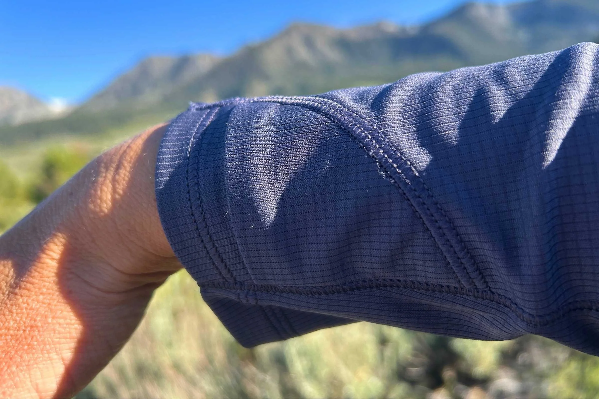  Example of where the sleeves fall naturally without the thumbholes.  