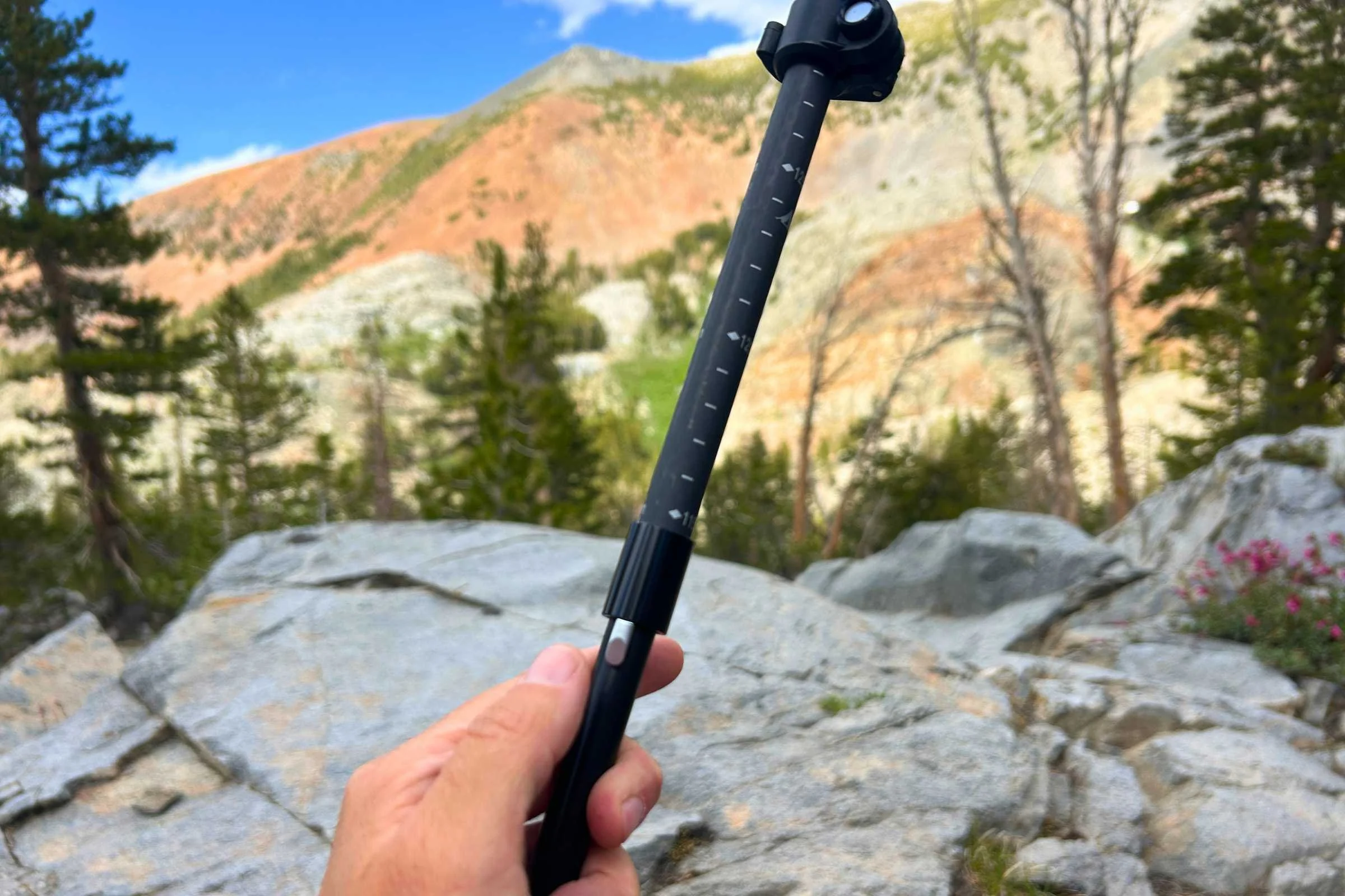   Close up of the adjustment mechanism on the Gossamer Gear FT3 trekking poles  