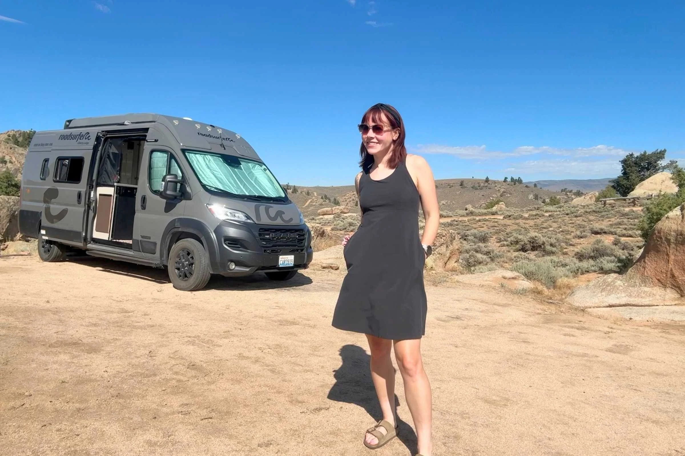   Traveling in a campervan while testing the Robbins Spotless Evolution Tank Dress  