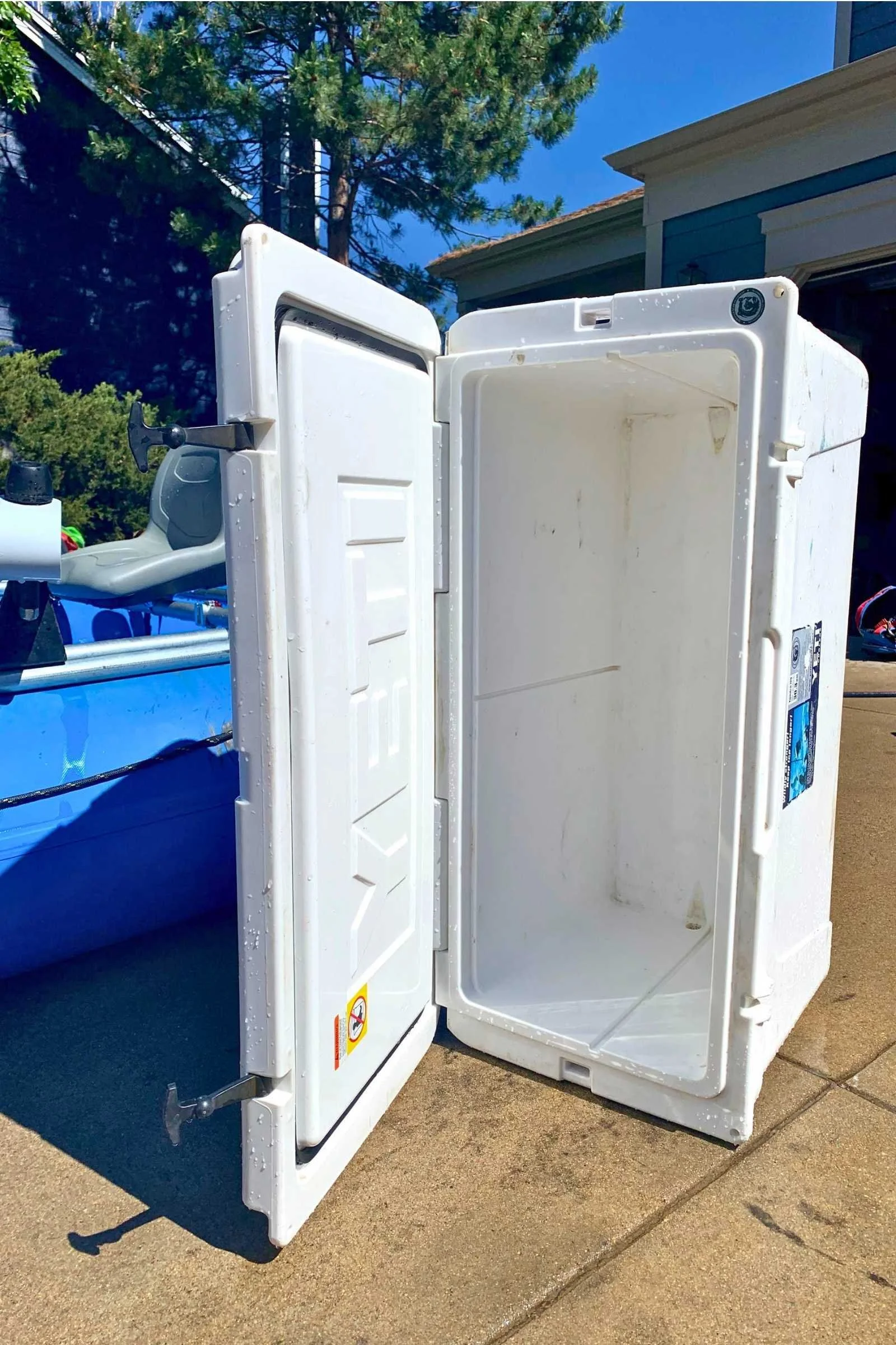   Cleaning out the Yeti after 10 days on the river.   Photo courtesy Josette Deschambeault.  