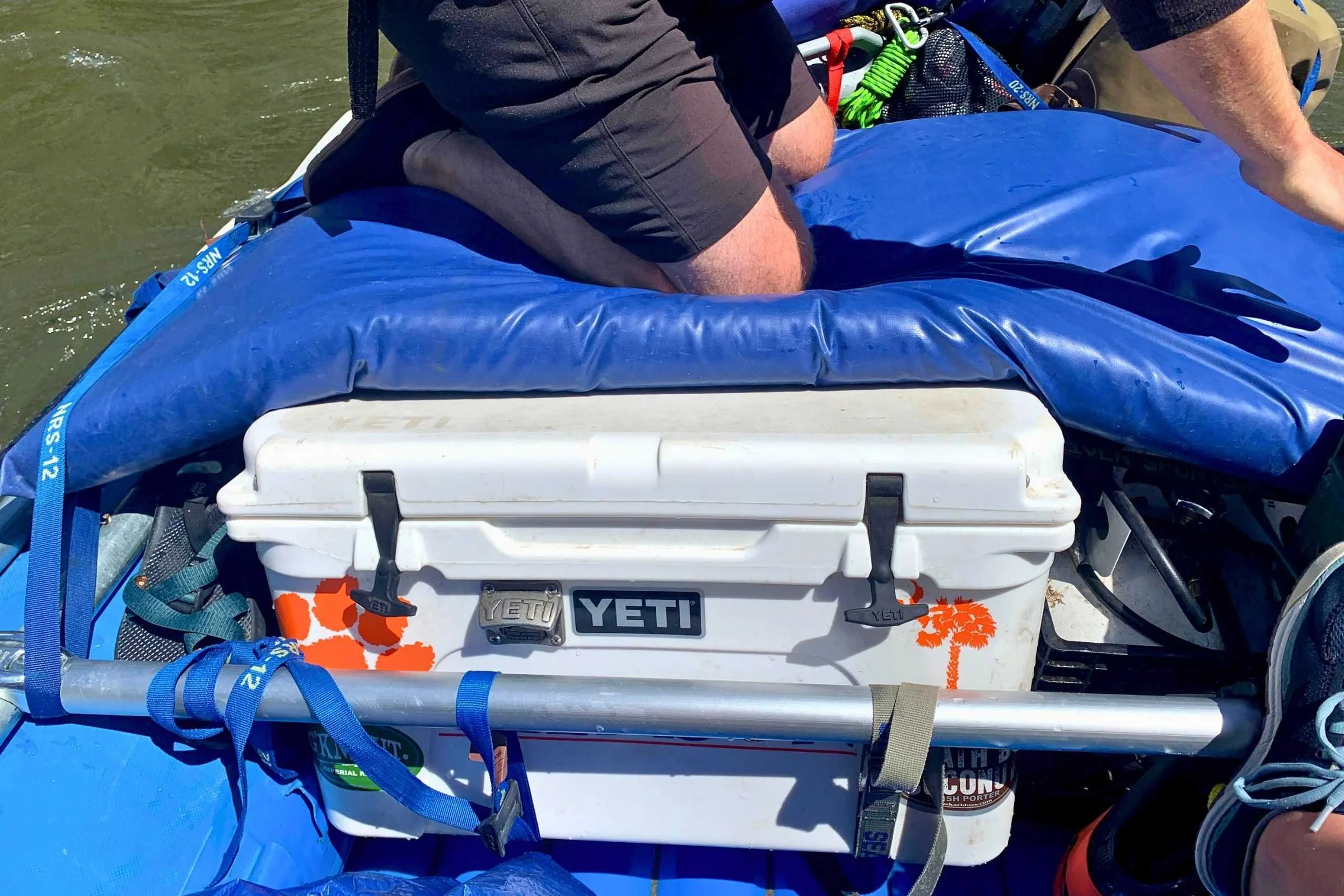   The Yeti cooler has rubber latches and a rope/plastic handle.   Photo courtesy Josette Deschambeault.  