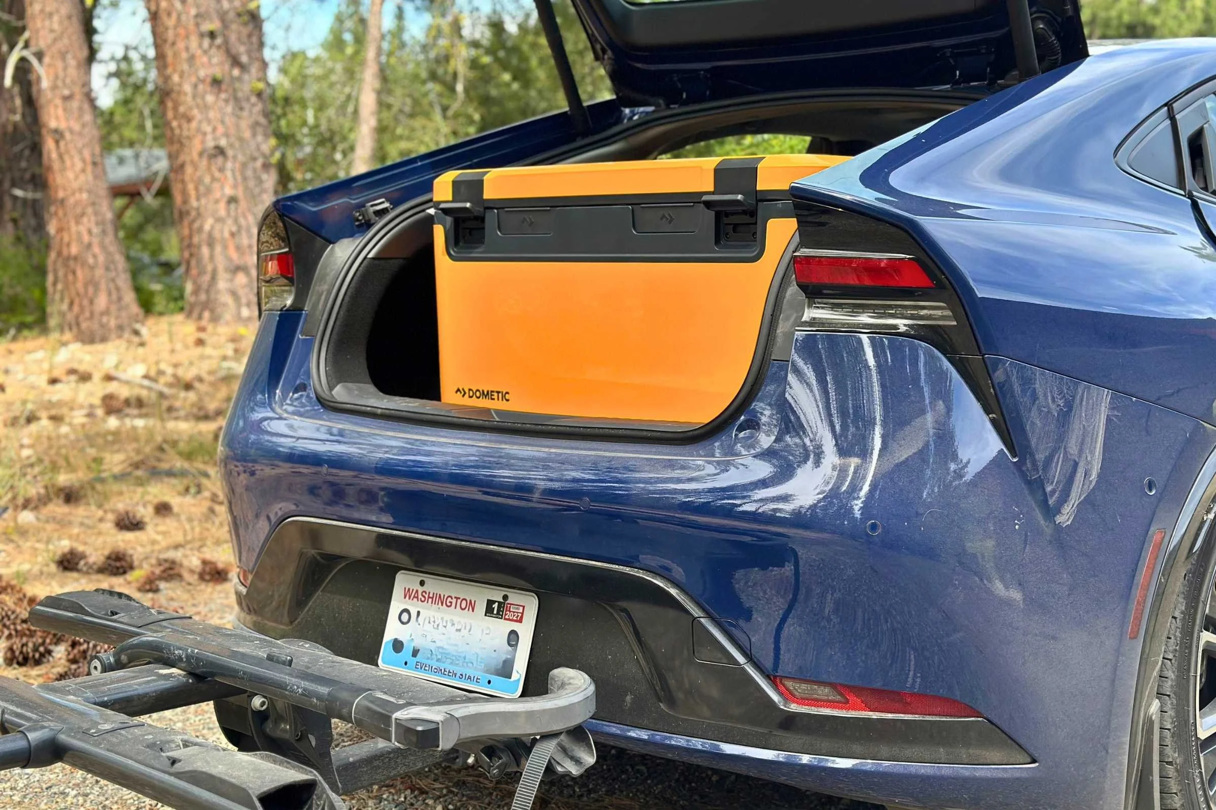   The Dometic Recon 69L cooler has little room to spare in the trunk of the Prius.  