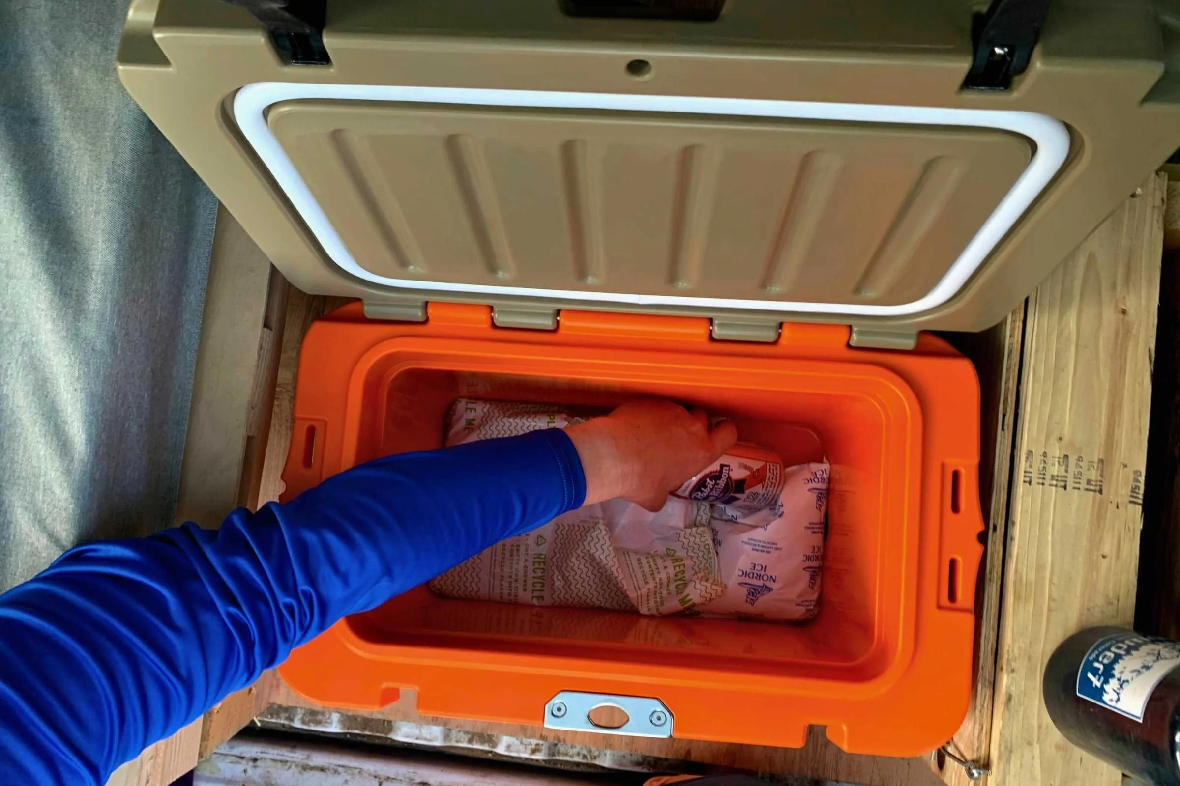   The inside of the 20 L Calcutta cooler.   Photo courtesy Josette Deschambeault.  