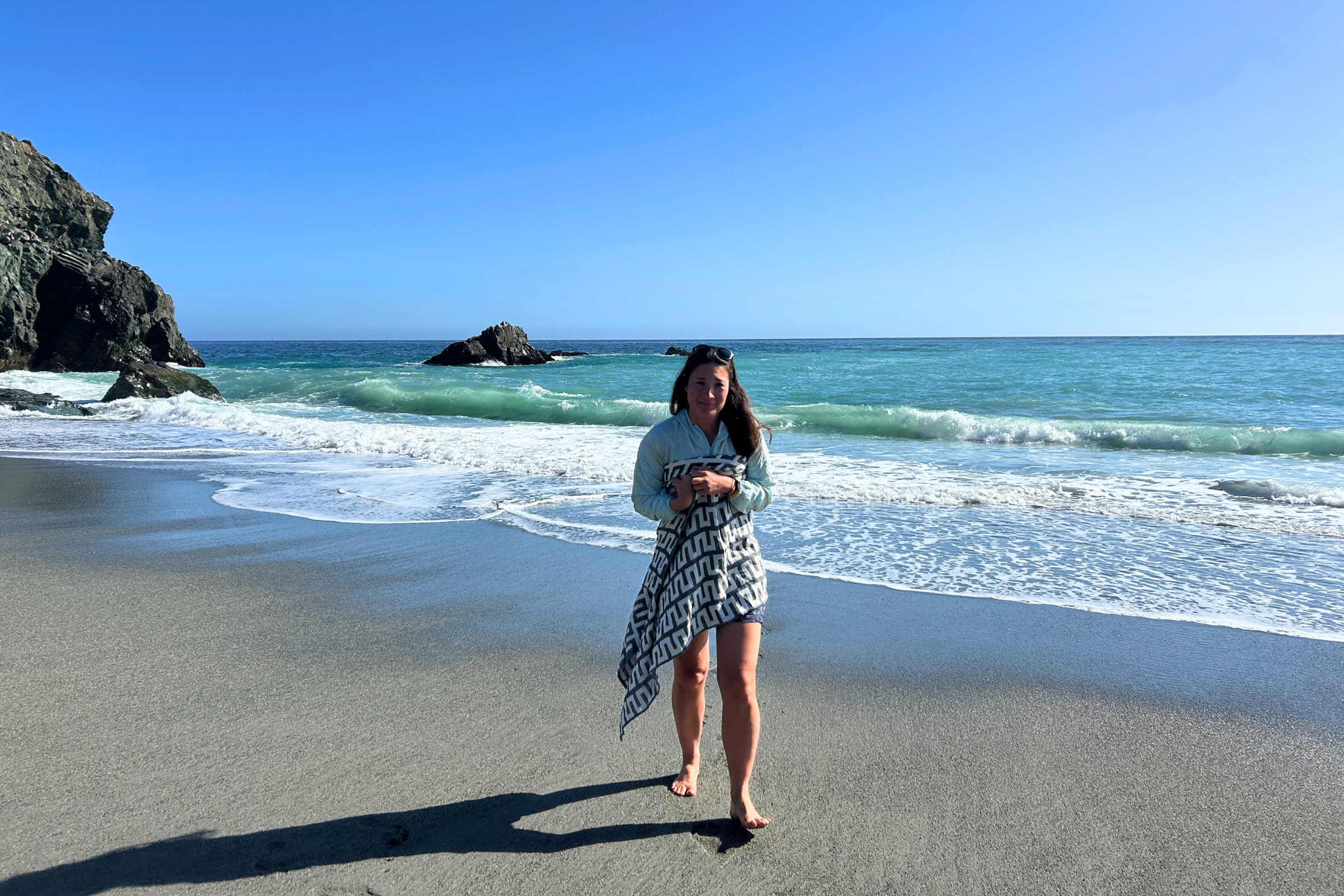   Testing the Nomadix Organic travel towels at the beach  