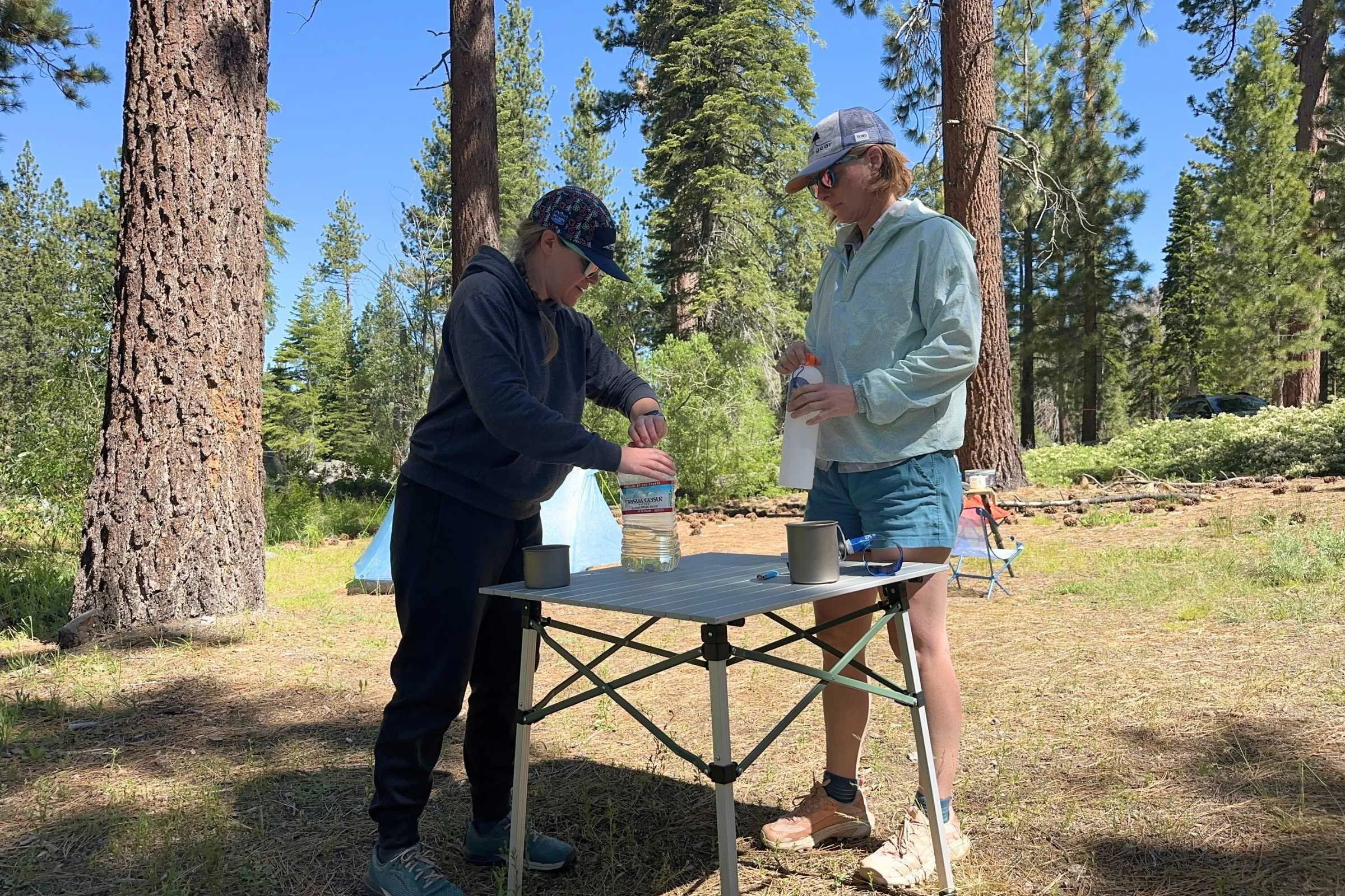   Testing the REI Camp Roll Table at camp  