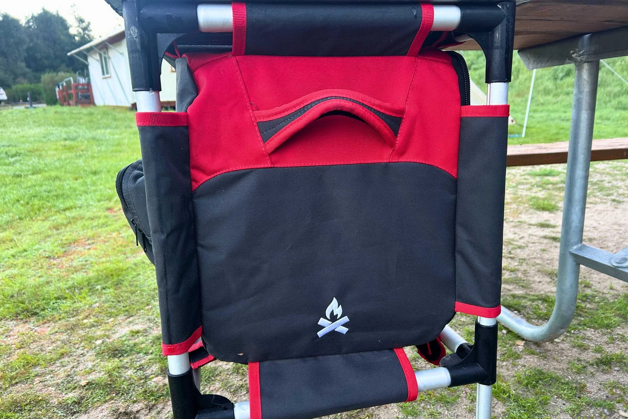   Storage compartment on Camp Chef Sherpa Table with carrying handle  