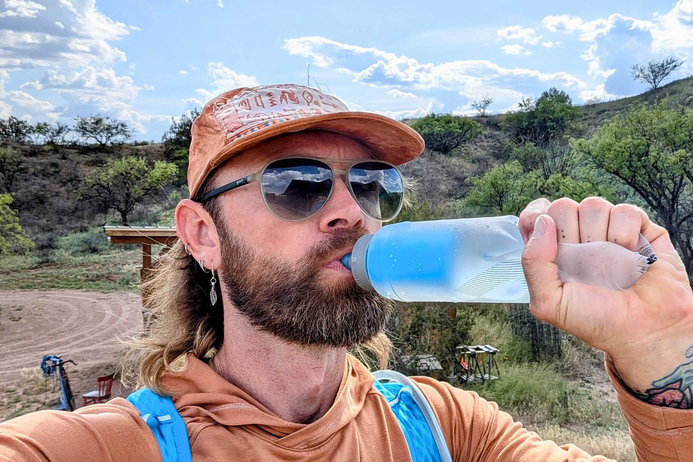   The HydraPak UltraFlask+ in use on the trail.  