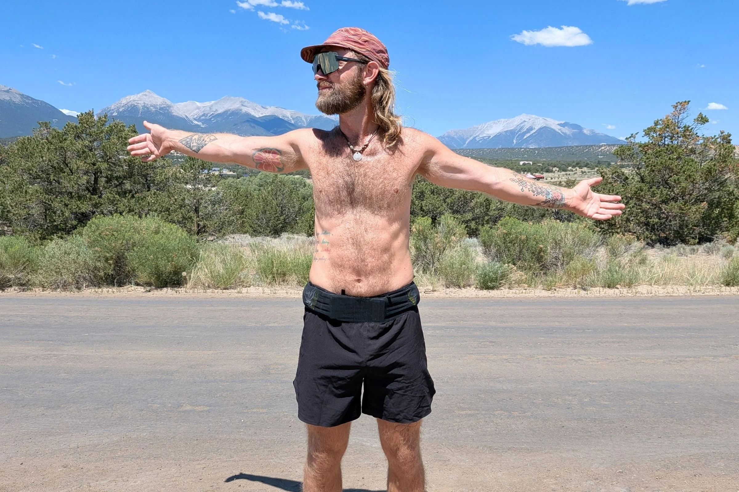   The Terignota Sendero shorts will hold everything you need on a long run, no shirt required!  