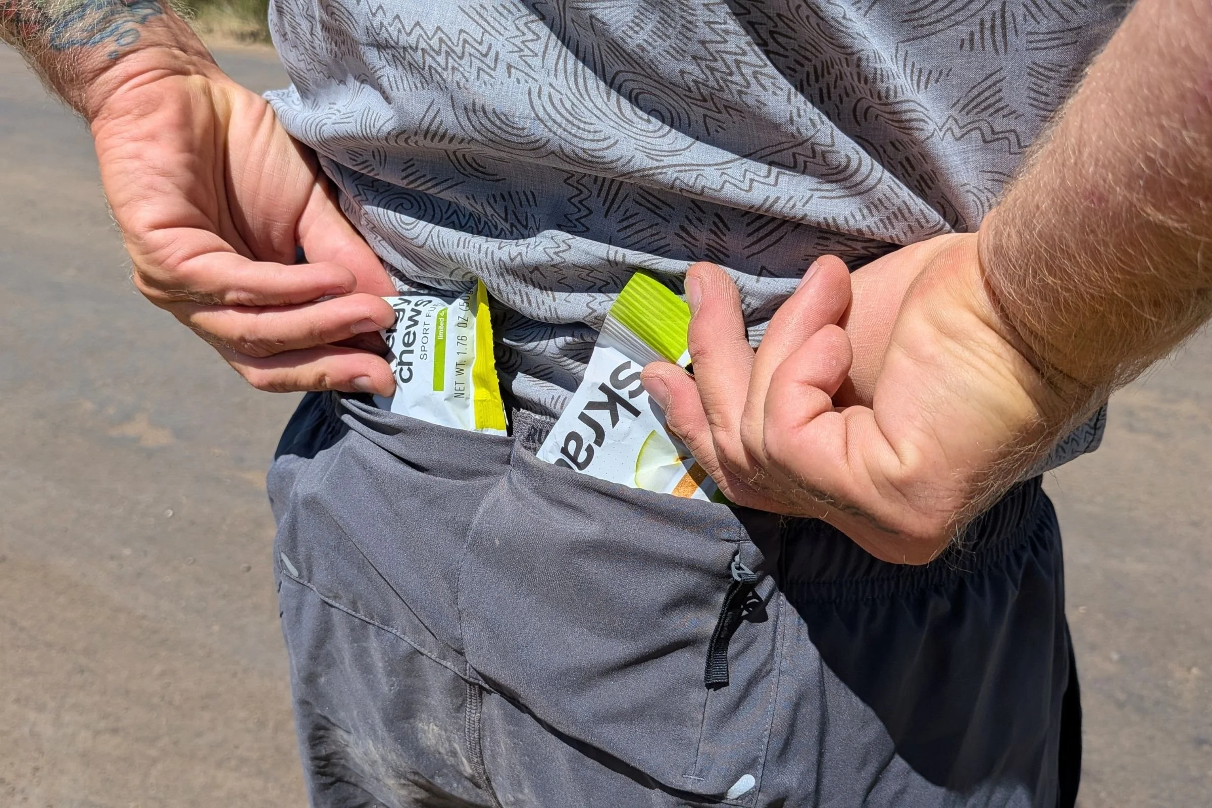   A closeup of the rear pockets on the Adidas ADI365 shorts  