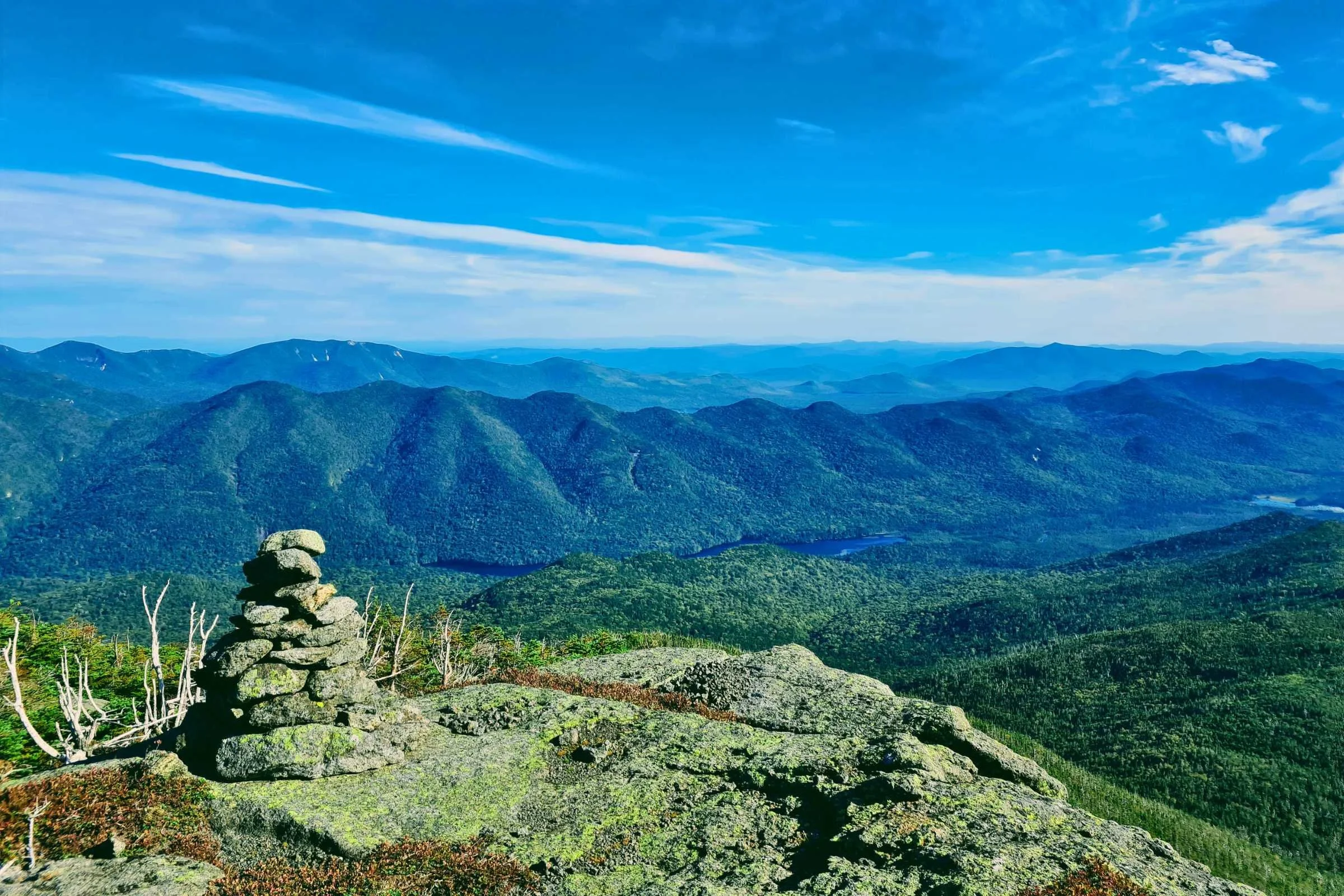   Upper and Lower Ausable Lakes as seen from Haystack.   Photo by Aubri Drake.  