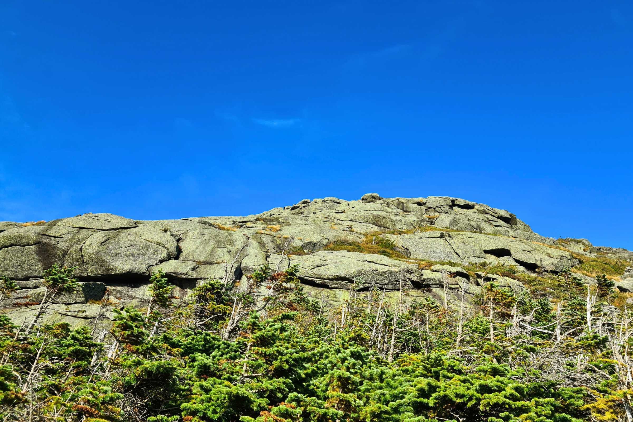   Looking up towards the summit of Mount Marcy .  Photo by Aubri Drake.  