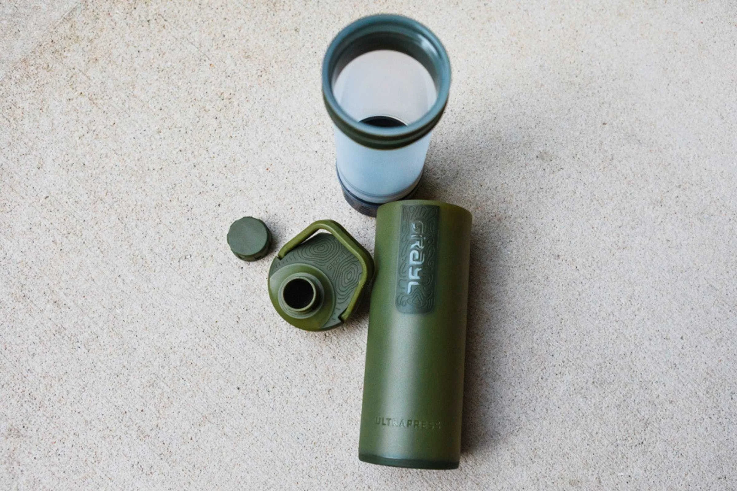   The Grayl UltraPress filter cartridge presses into the bottle to purify water in less than a minute.   Photo courtesy&nbsp;Karthika Gupta  