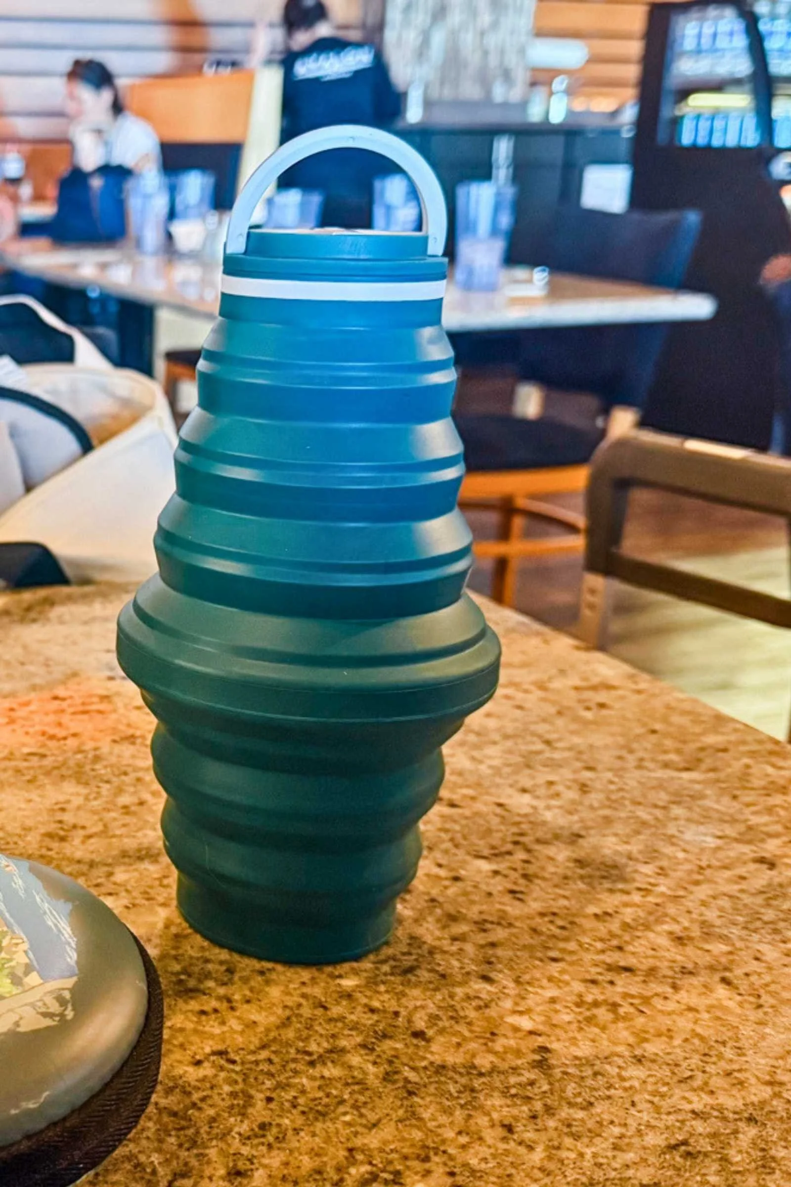   The HYDAWAY Collapsible Water Bottle folds down to a 1.5-inch profile for easy packing in a carry-on or day bag.     Photo courtesy&nbsp;Karthika Gupta  