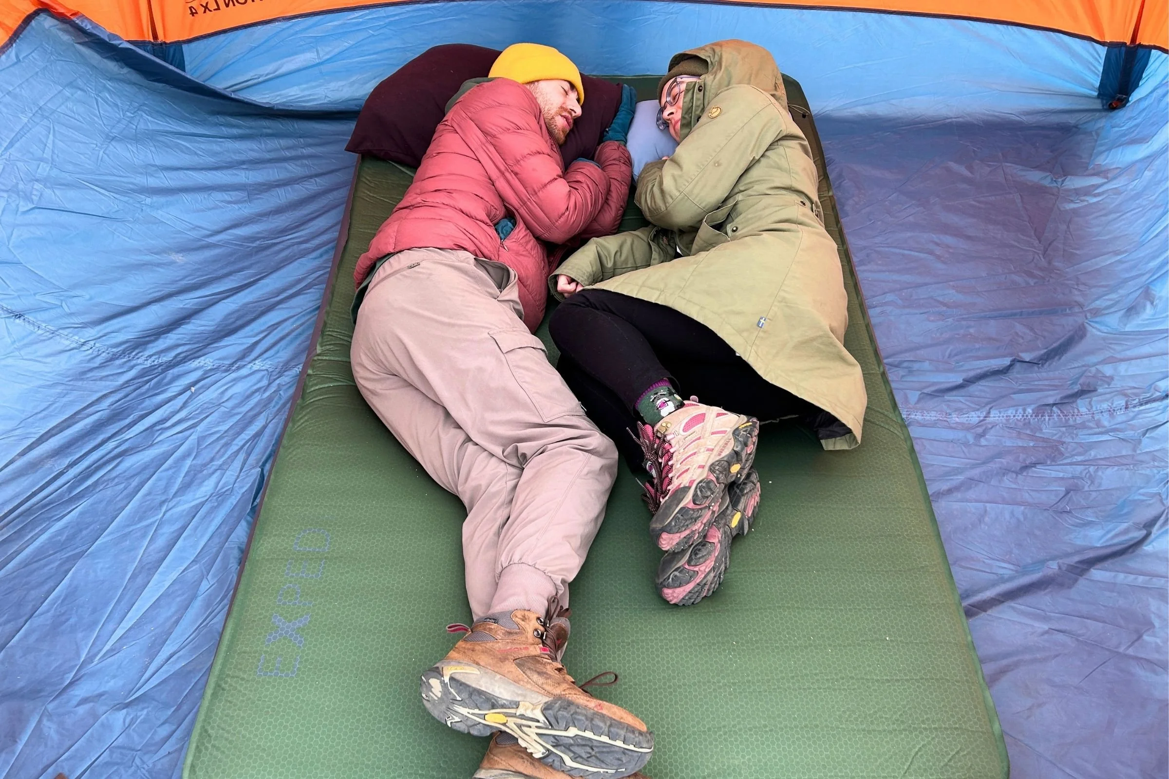   The EXPED MegaMat Duo provides enough room for two campers to stretch out comfortably inside a tent.  