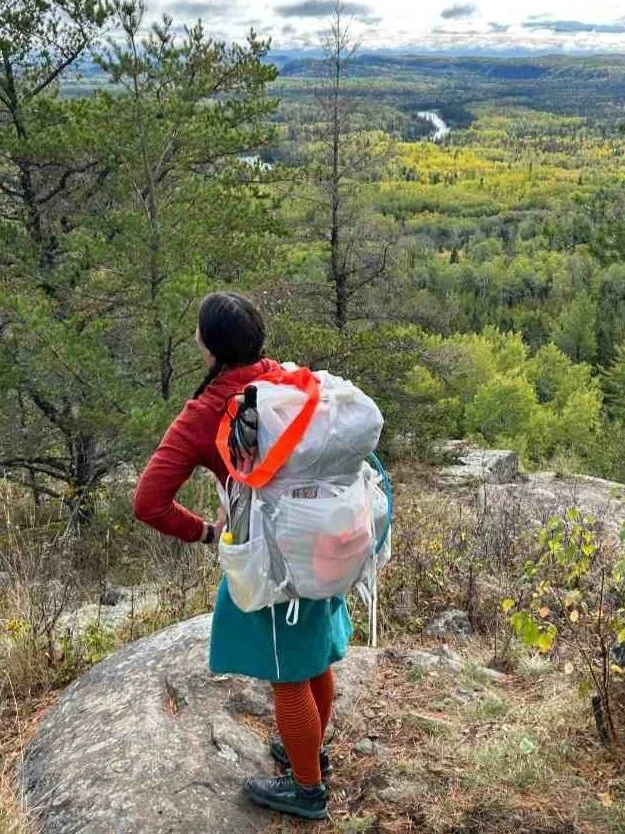   The Crown3 60 has the same generous mesh that can fit a multi-day food supply just on the outside of the pack. Here, the pack is shown without the pack lid.   Photo courtesy Liz Thomas  