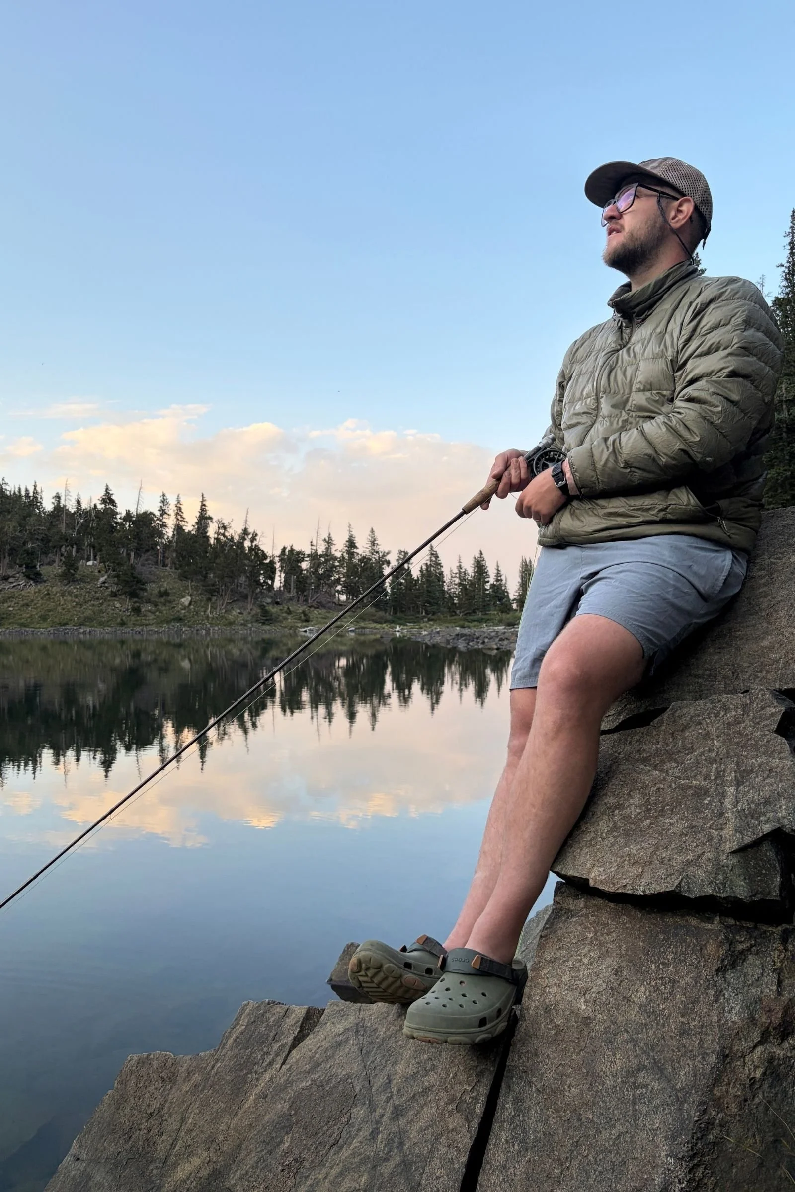   Tester Roberto wears the Crocs Classic All-Terrain Clogs while fishing, finding them comfortable and versatile enough to use as both wet-wading and camp shoes.  
