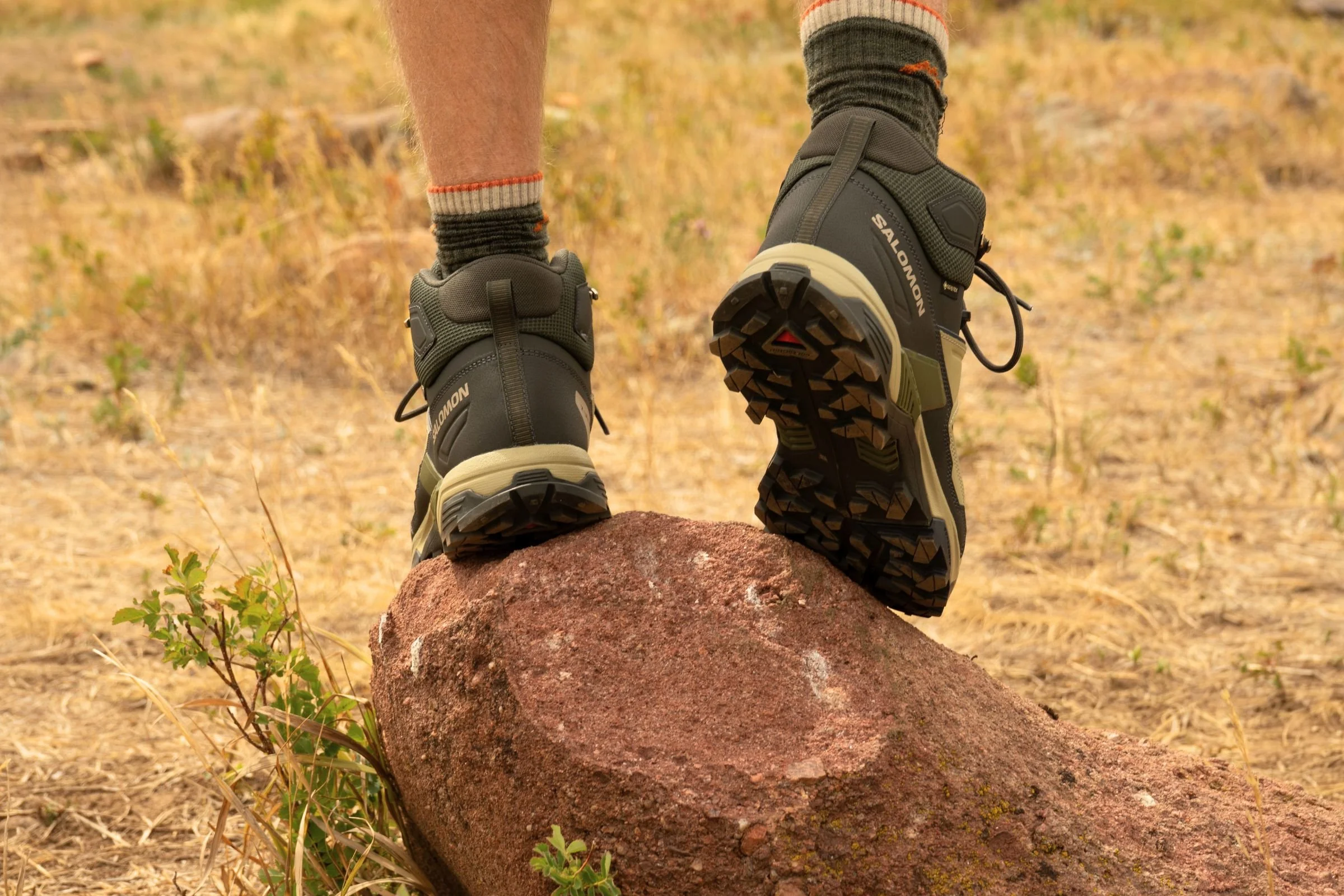   The Contagrip outsoles on the Salomon X Ultra 5 Mid GTX hiking boots provided reliable traction during testing on uneven, rocky terrain.  