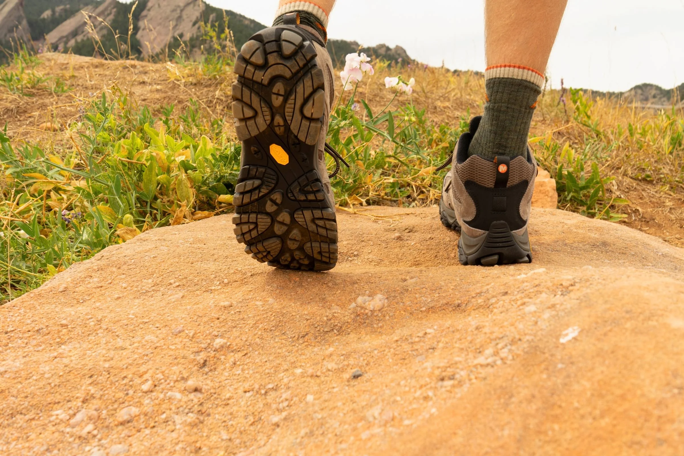   The Vibram TC5+ outsoles on the Merrell Moab 3 Mid Waterproof hiking boots provide great traction for hiking on varied terrain.  