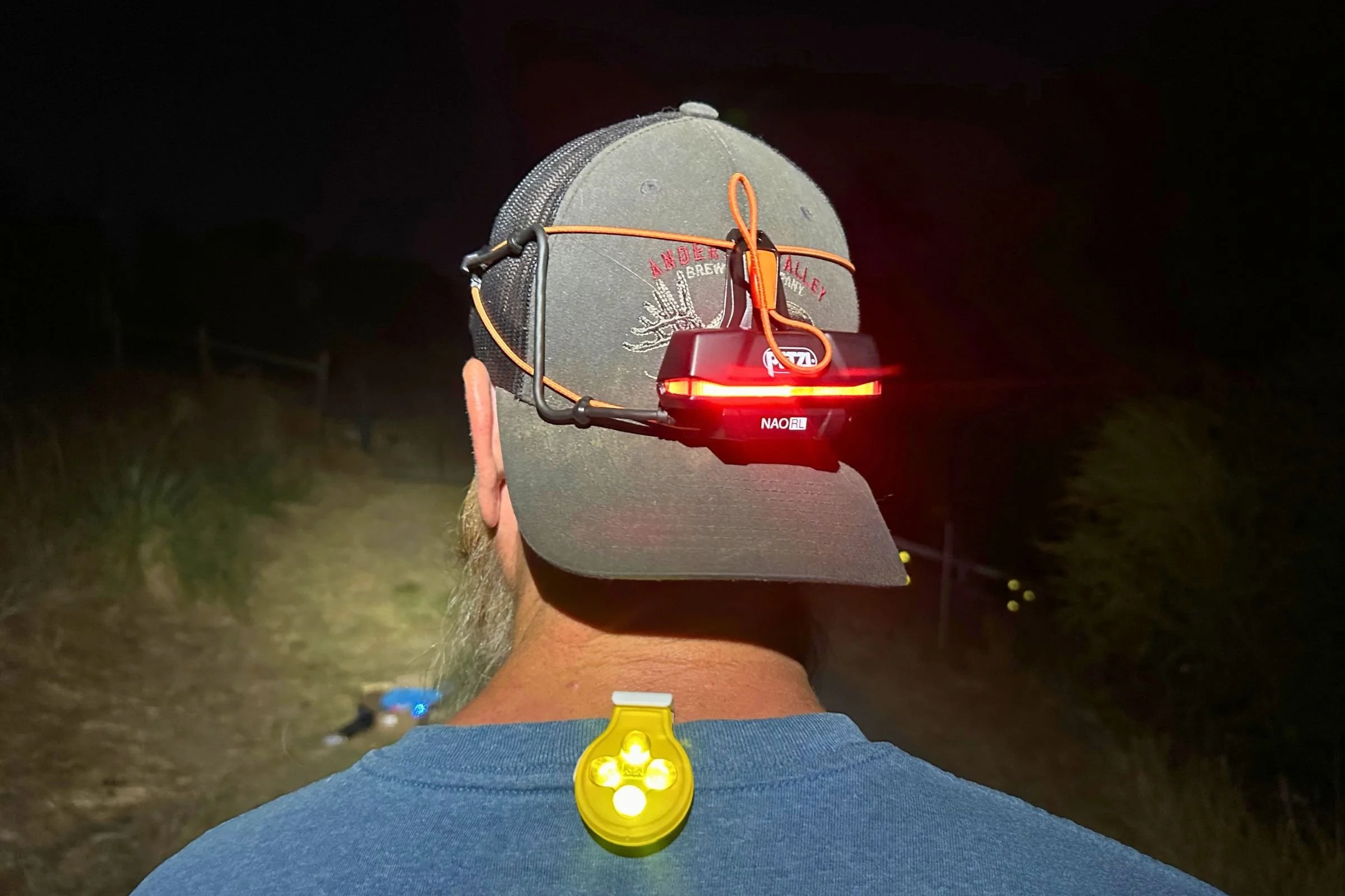   The Petzl NAO RL has a rear red light bar across the battery pack for added visibility while running at night.  
