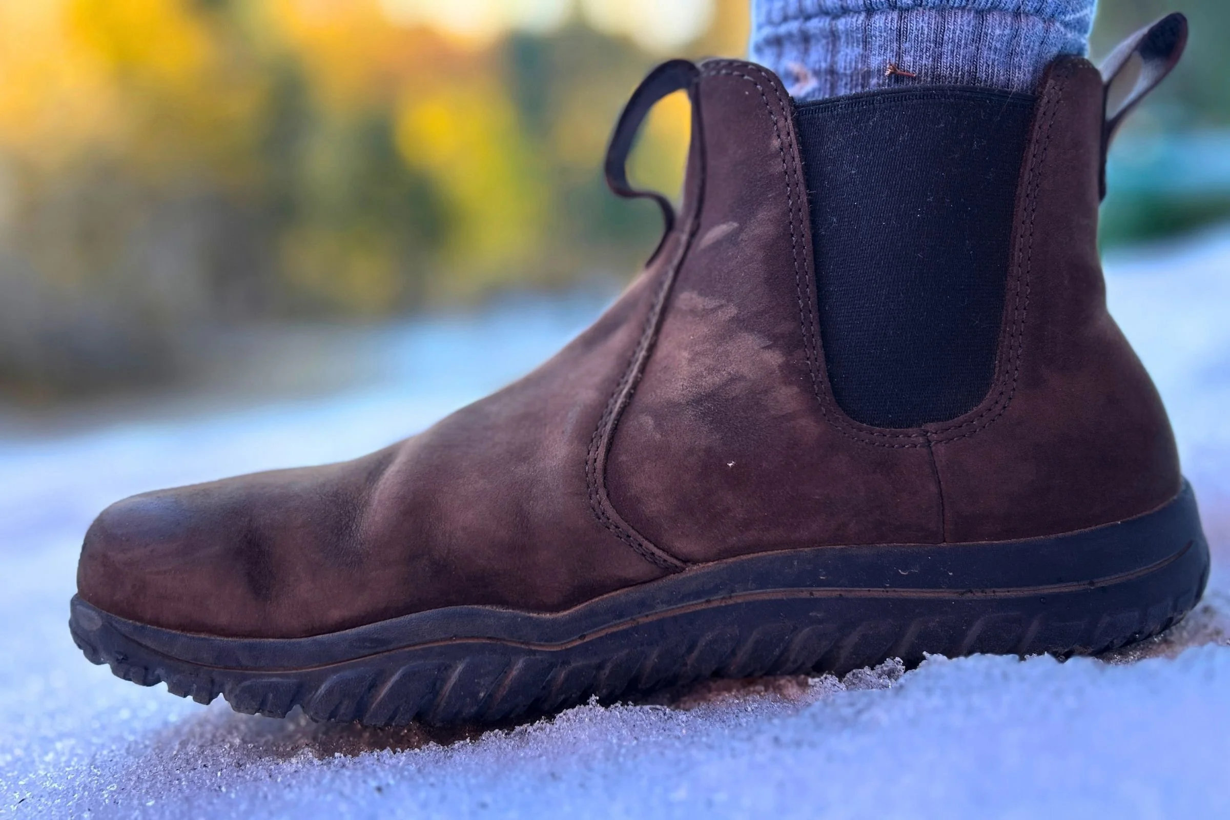   The Lems Chelsea Barefoot Waterproof boots pair a wide toe box with flexible leather uppers, giving feet more room to spread than most traditional winter boots.  