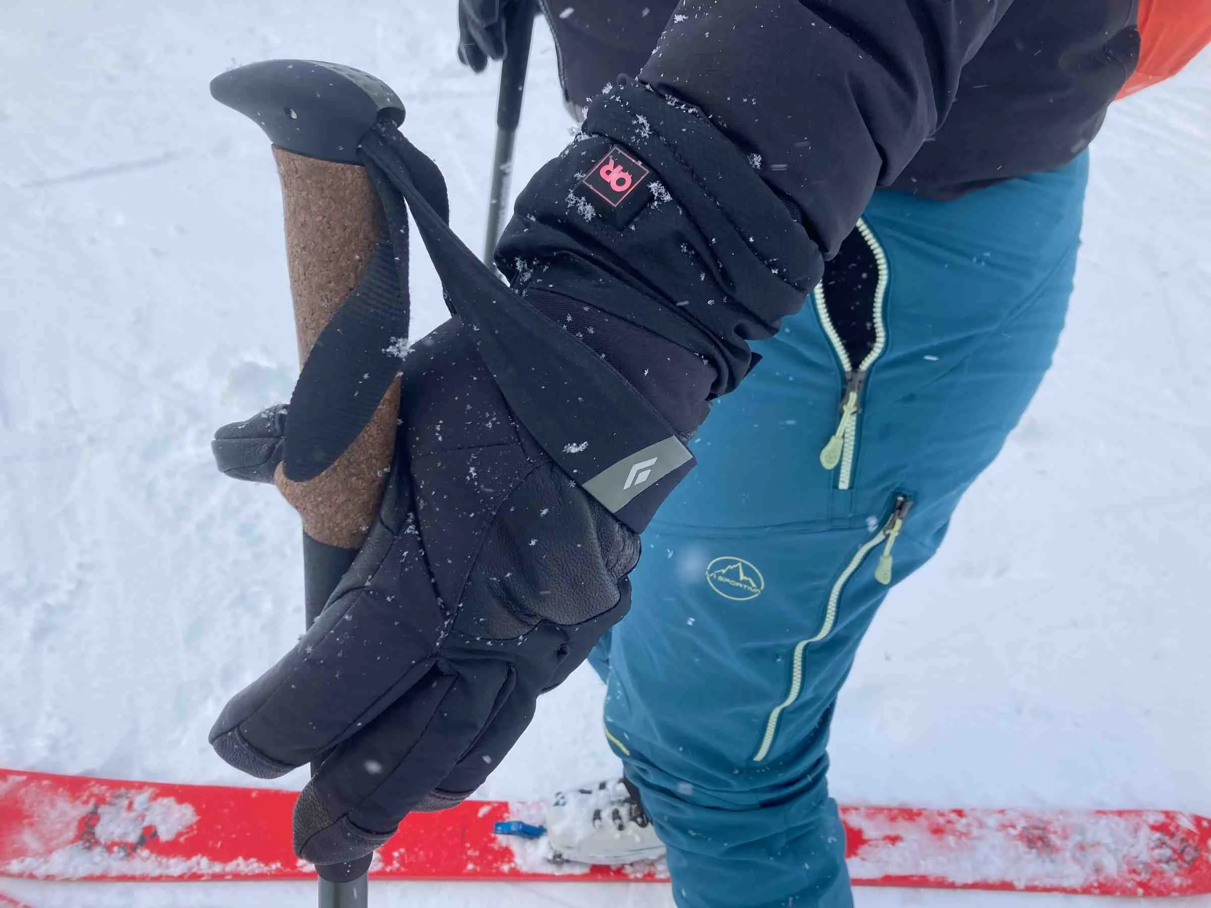   Beautiful snowflakes around the heated OR Prevail gloves.   Photo by Trey French  