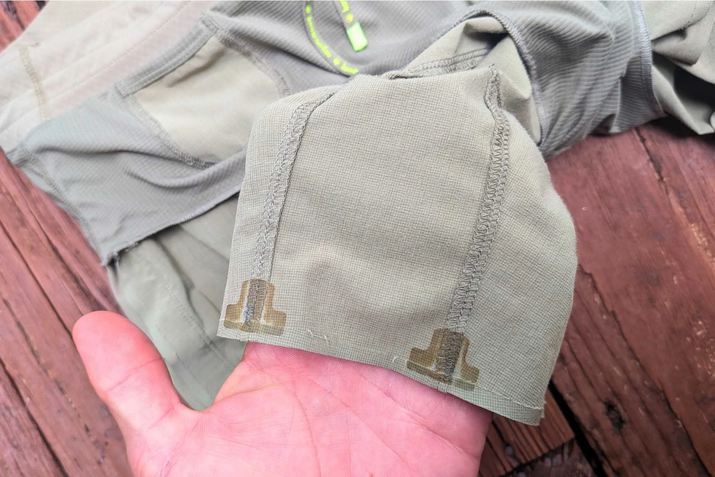 Showing detail of rabbit FKT shorts' chafe prevention