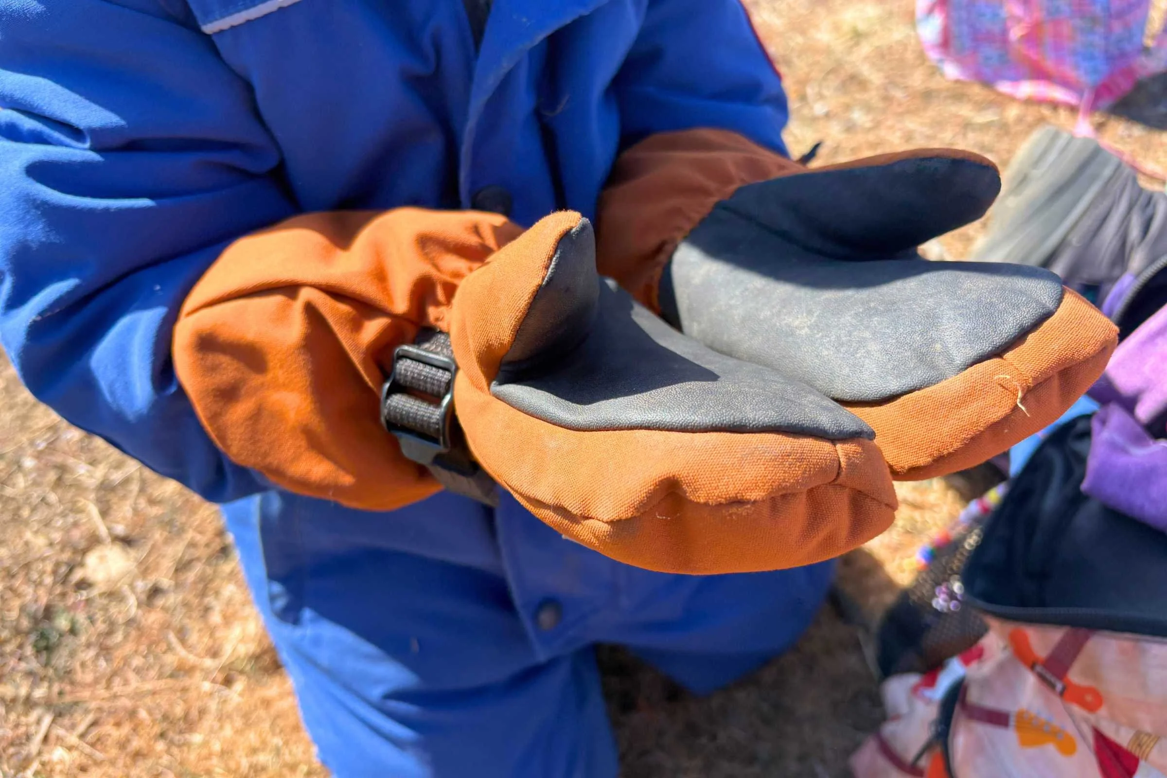 Palm grip texture detail on the Reima Ote mittens
