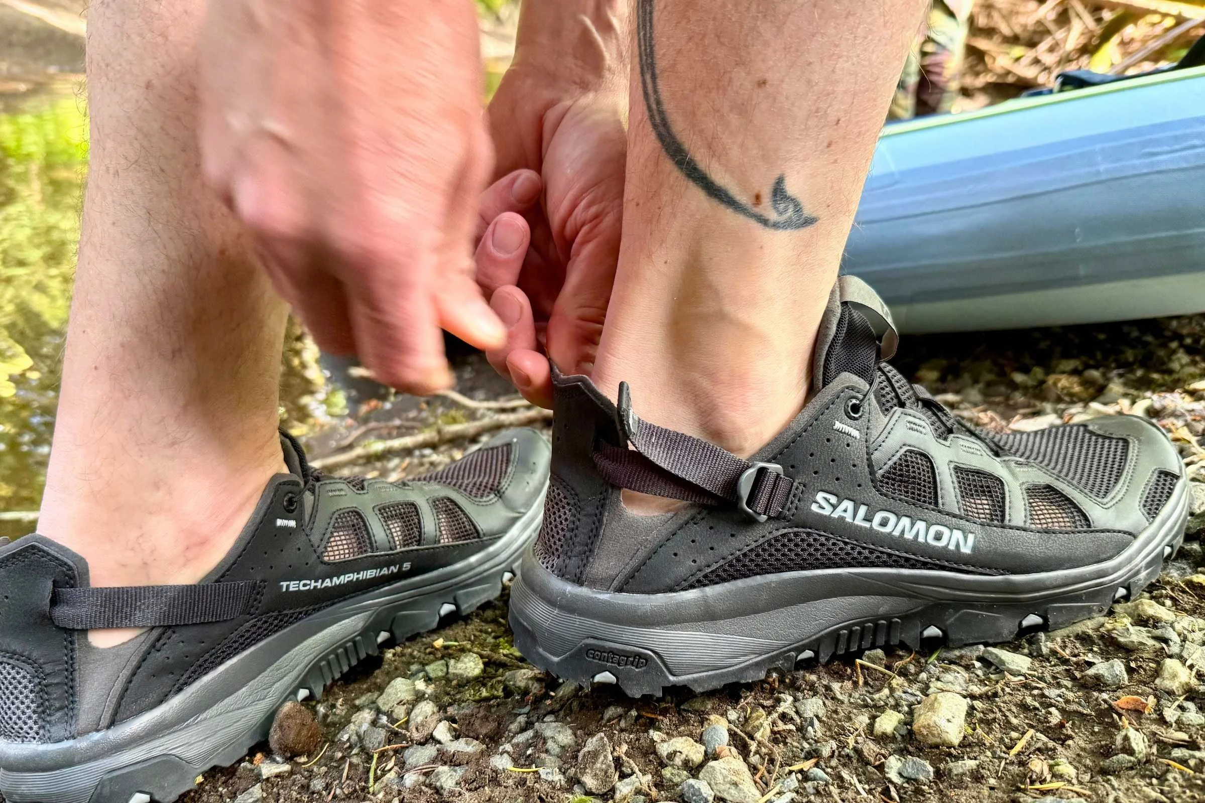 Adjustable strap on the Salomon Techamphibian water shoes
