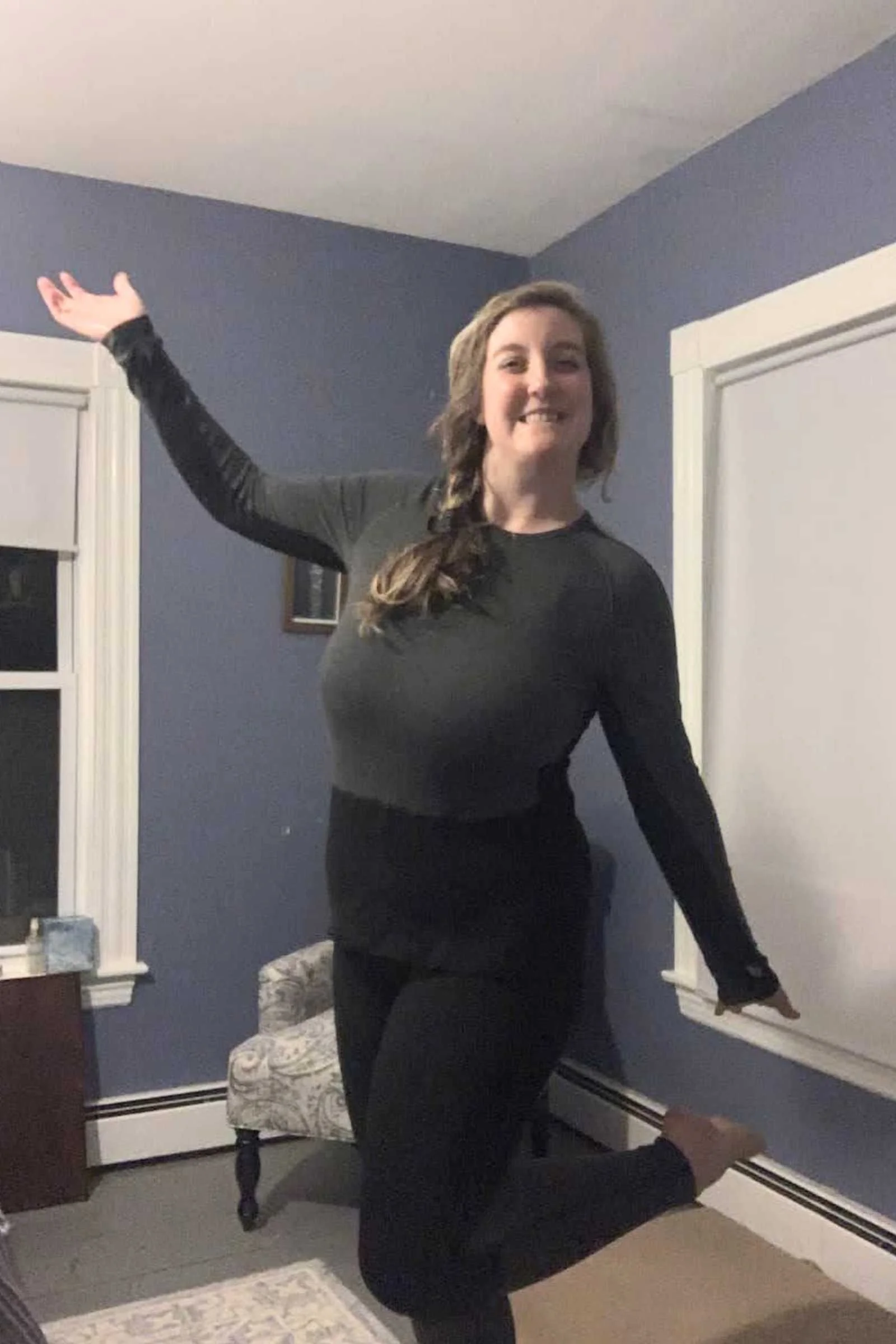 Treeline Review writer Josette Deschambeault staying warm in the Icebreaker Zone Knit.