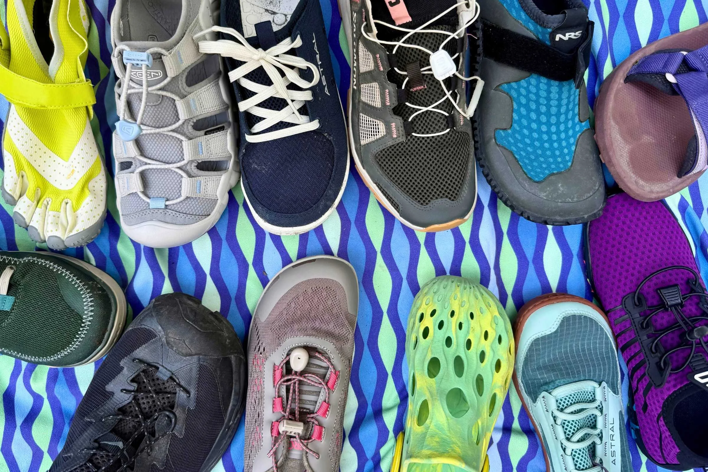 Group shot of tested water shoes