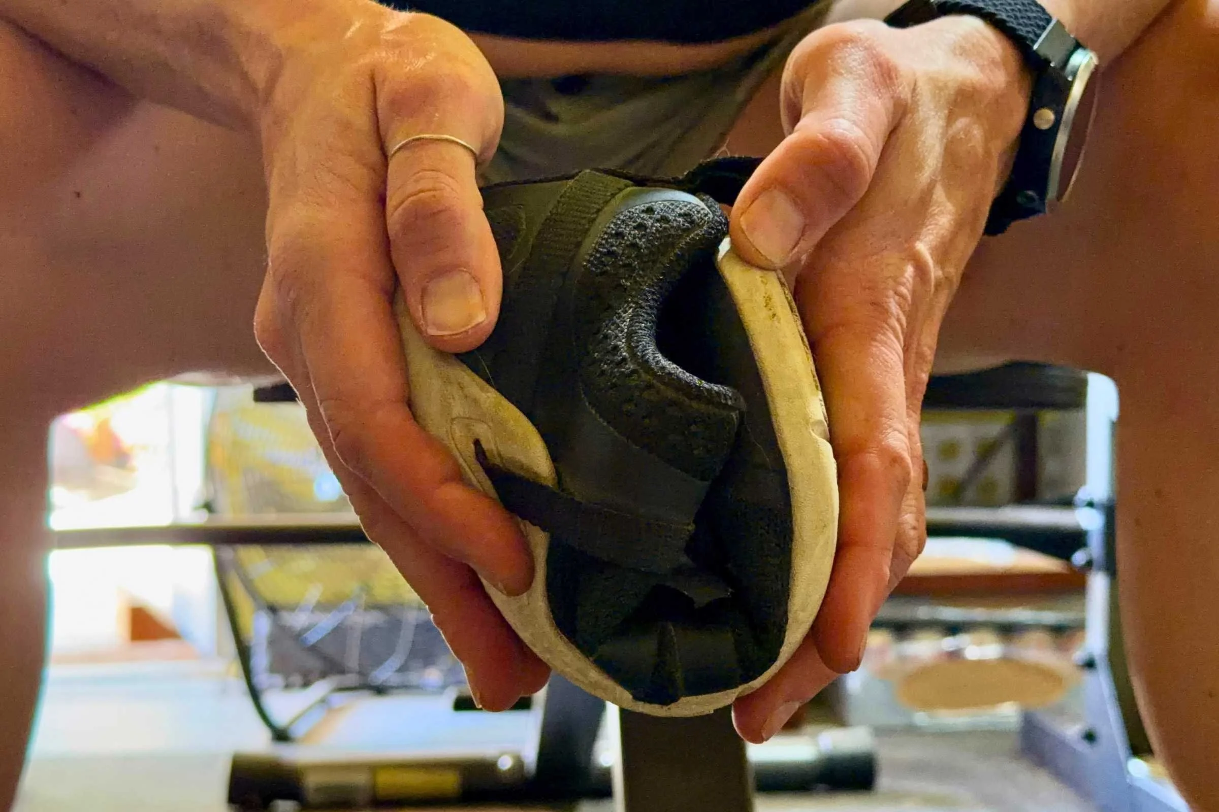 Xero Prio Neo rolled up showing the flexibility of the sole