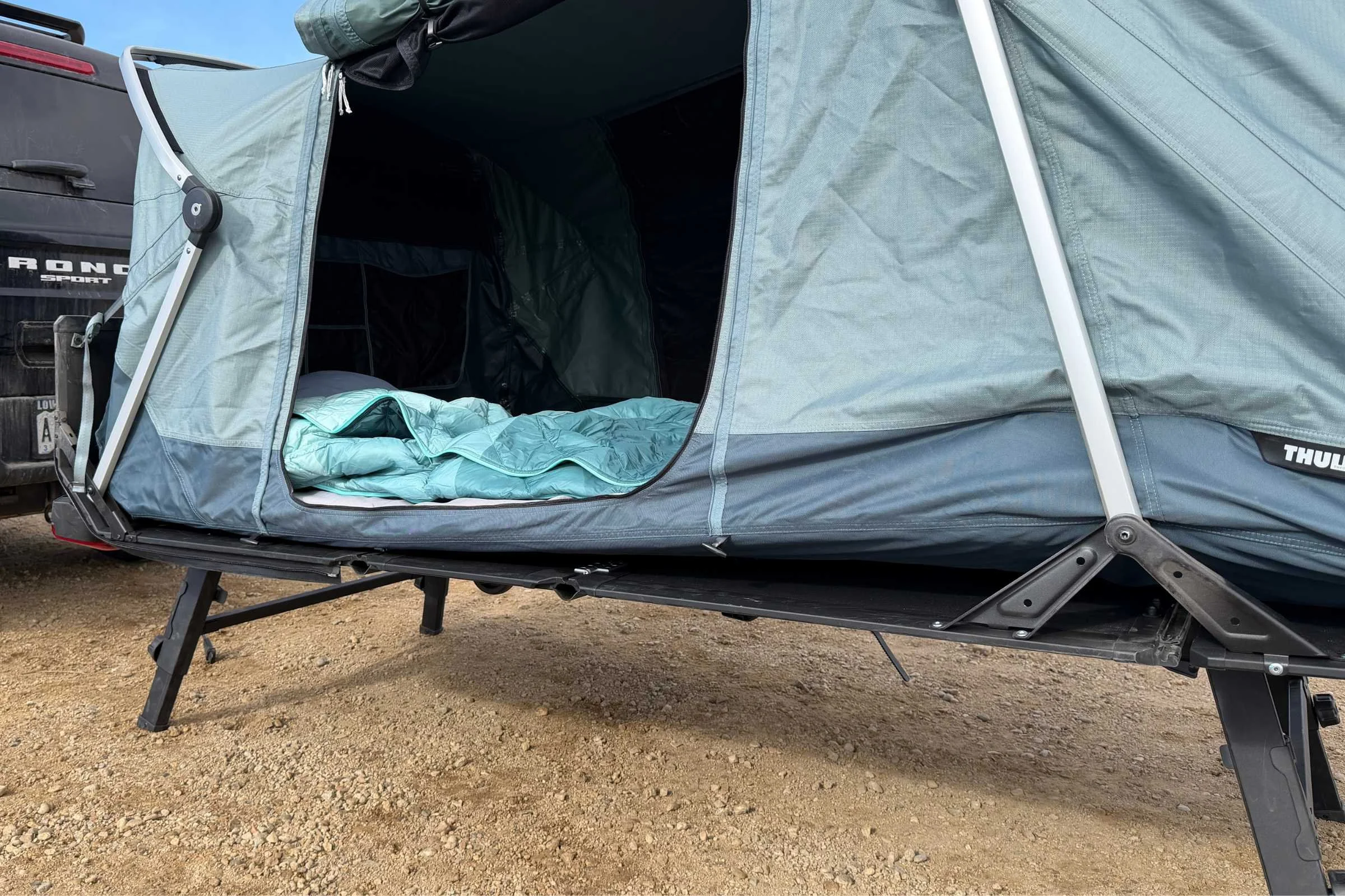 The height is low and the doors are huge, making the Thule Outset incredibly easy to get into.