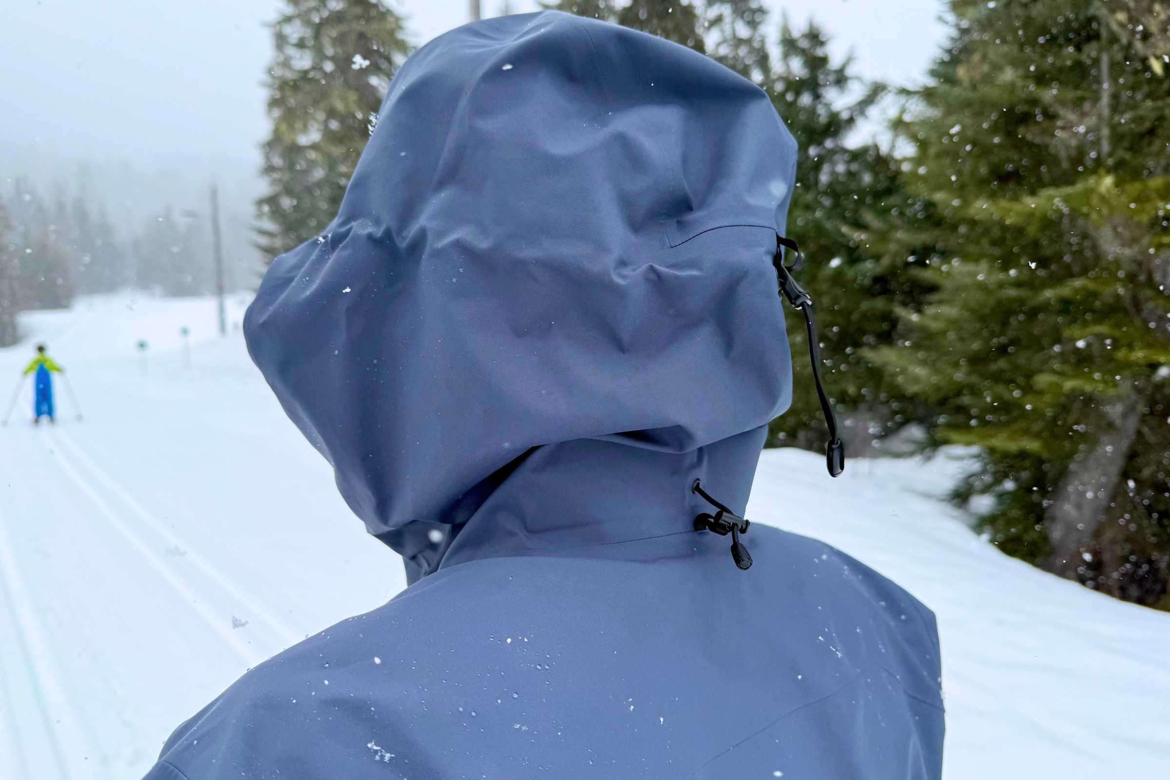 Multiple adjustment points allow the hood to work with or without a helmet.