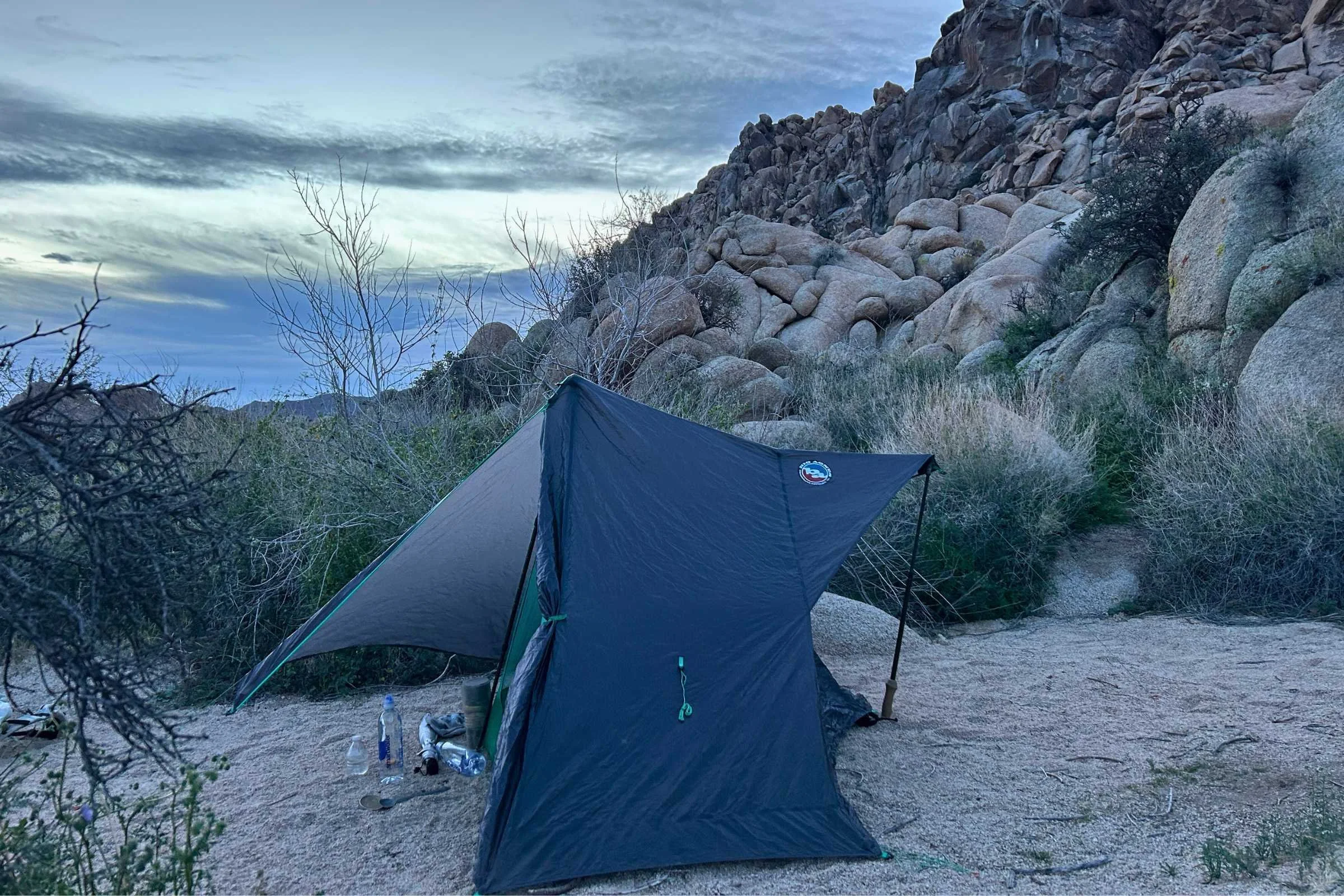 Excellent ventilation in the front and the back of the Big Agnes String VST was useful for airflow on a backpacking trip in Joshua Tree.