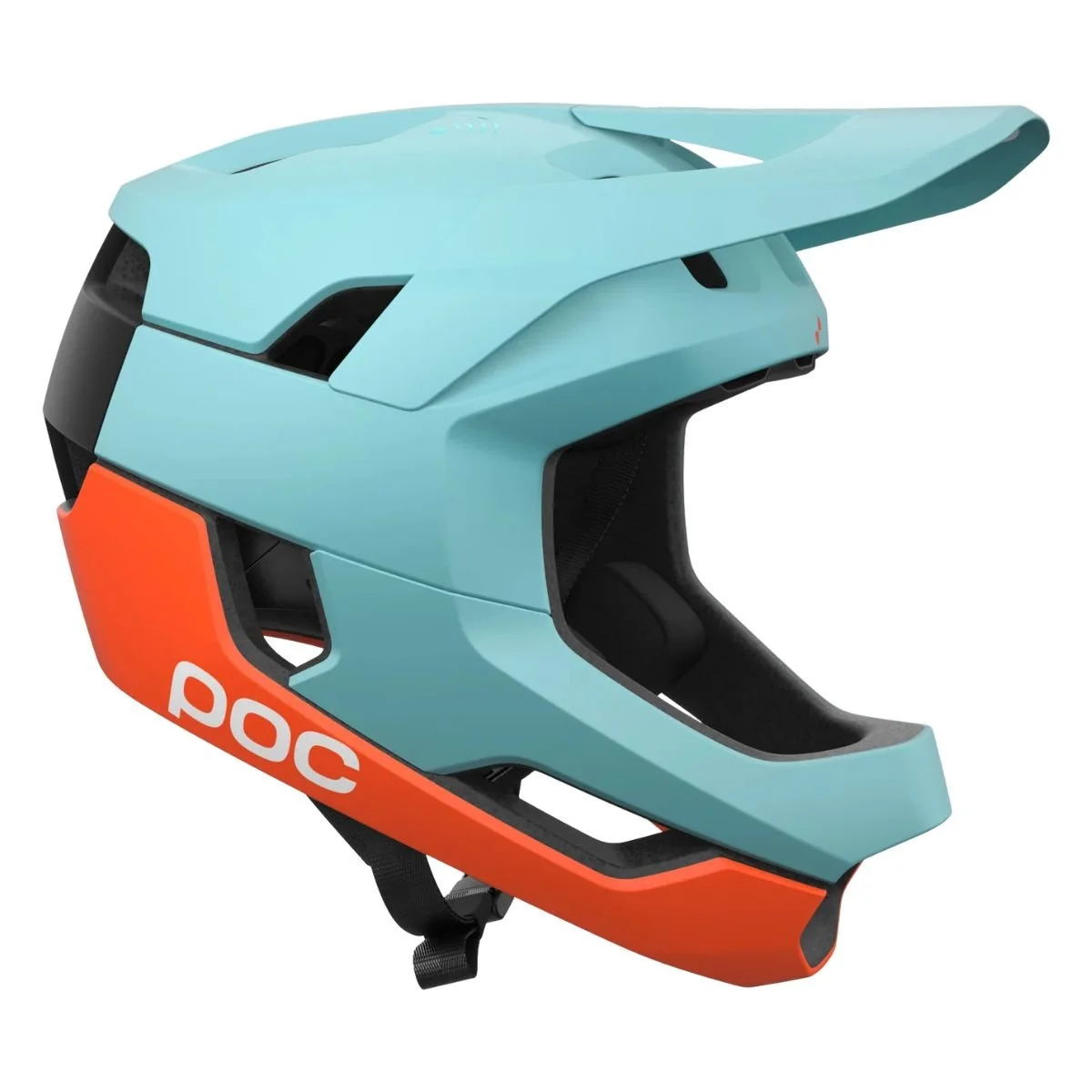 POC Otocon Race Mips in aqua blue and tomato red colorway.