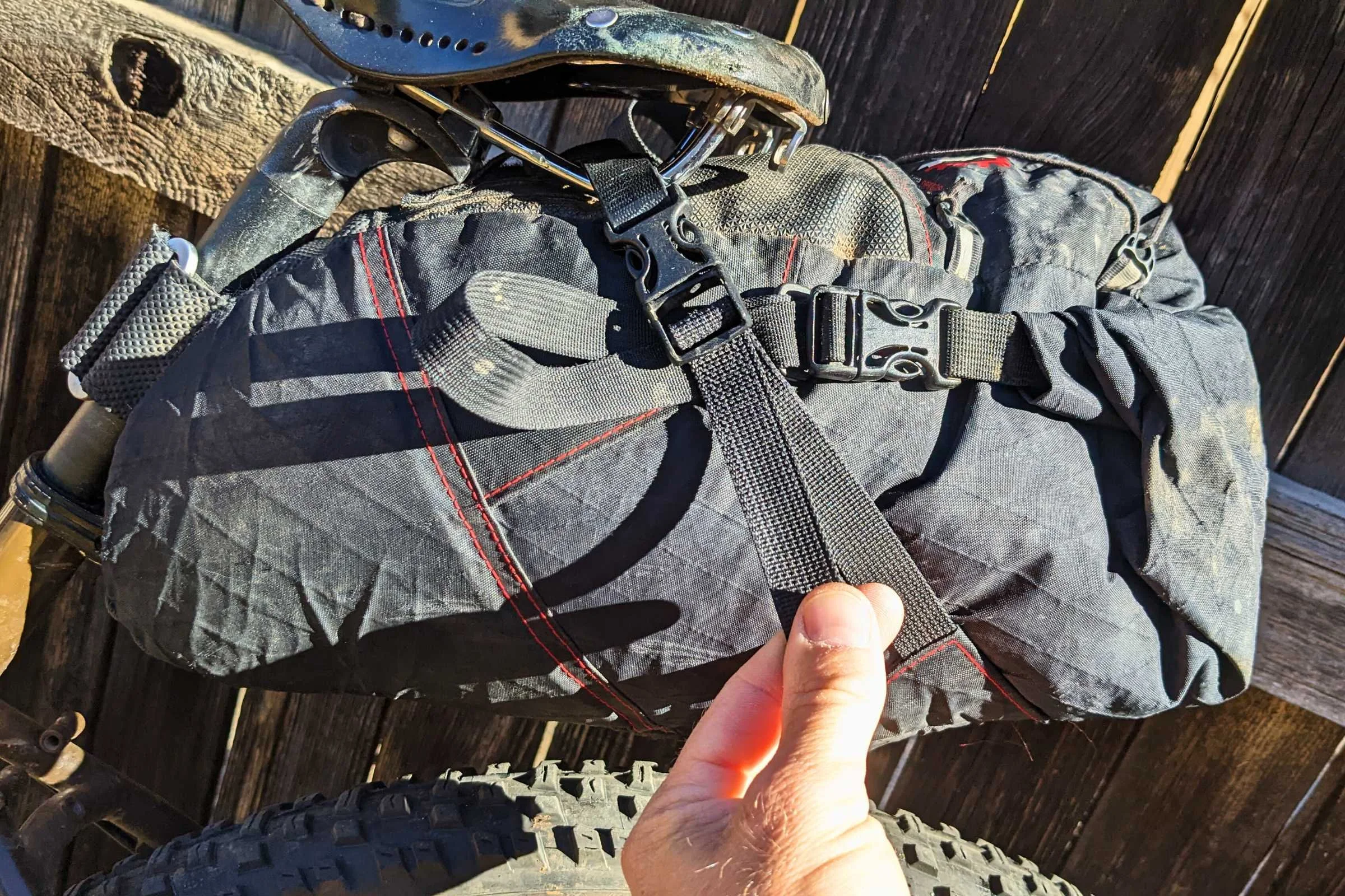 To attach a saddle bag, the last step is to secure as needed.