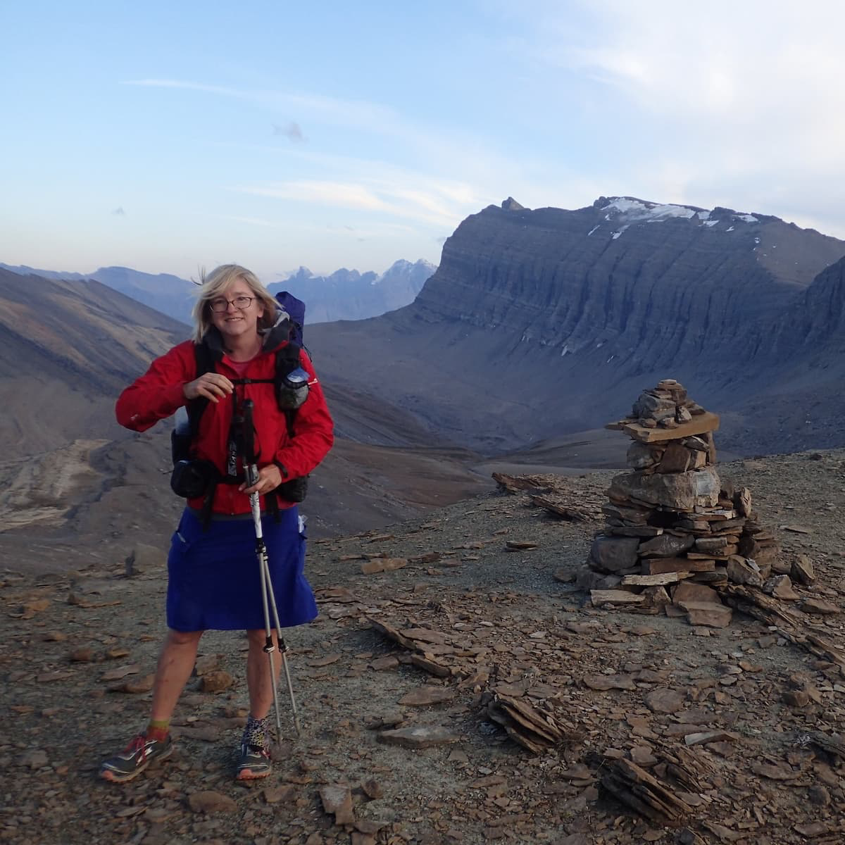 Naomi Hudetz on a rocky trail wearing Darn Tough socks