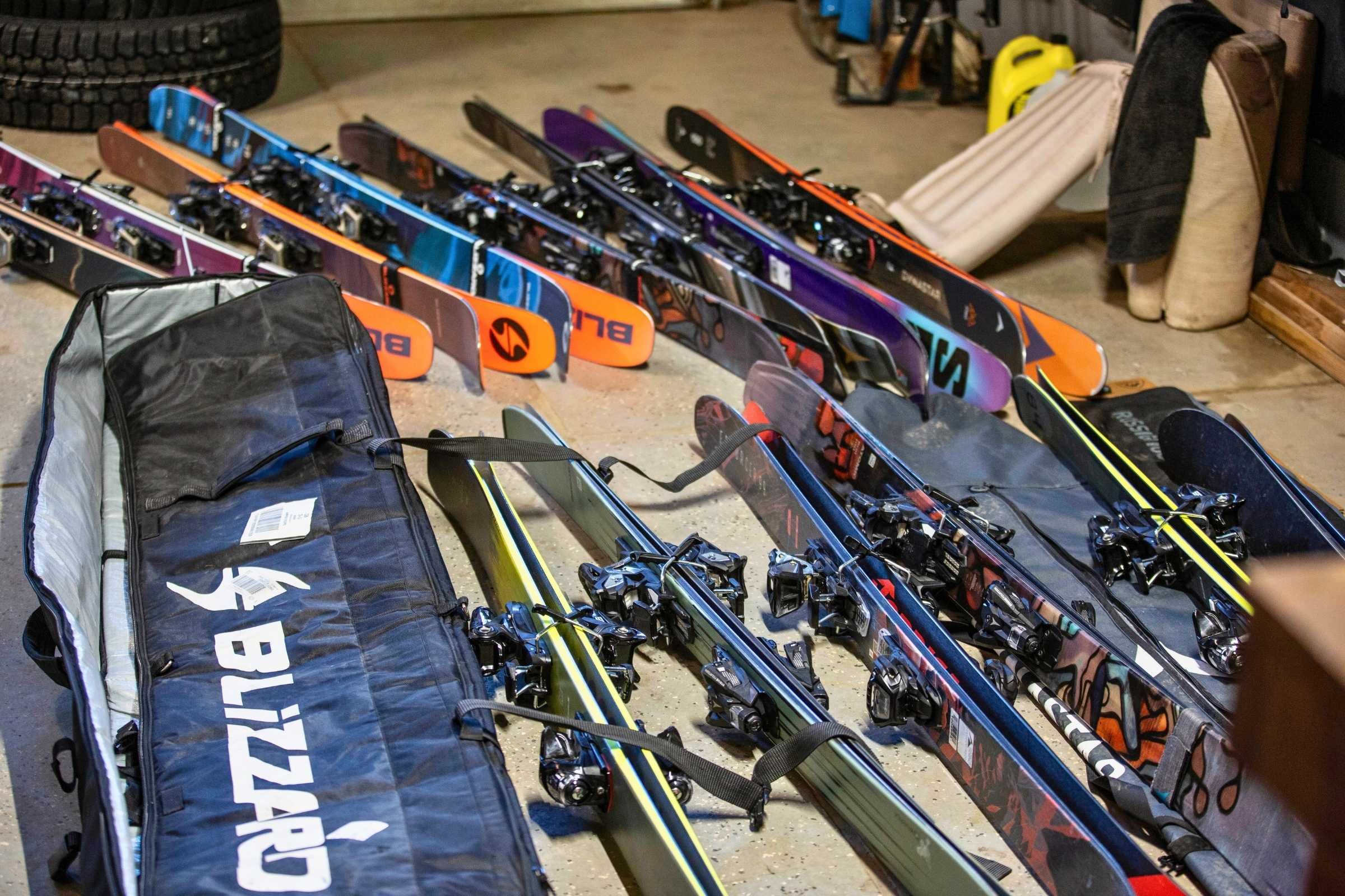 Skis can vary a lot in shape, size, and design. The best beginner skis have shorter turning radii, rocker in the tips and tails, and a slightly softer flex that make them easier to maneuver for folks who are learning. Photo by Tom Callaghan.