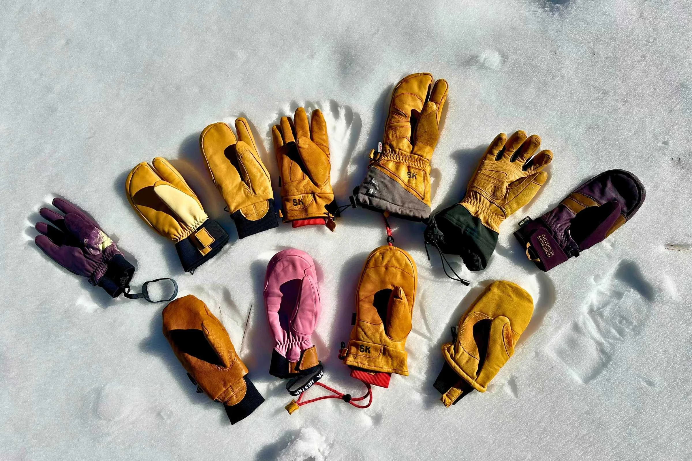 Many of the leather options we tested for this story. Some have reinforced palms for added durability.   Photo courtesy Sara Kruglinski.